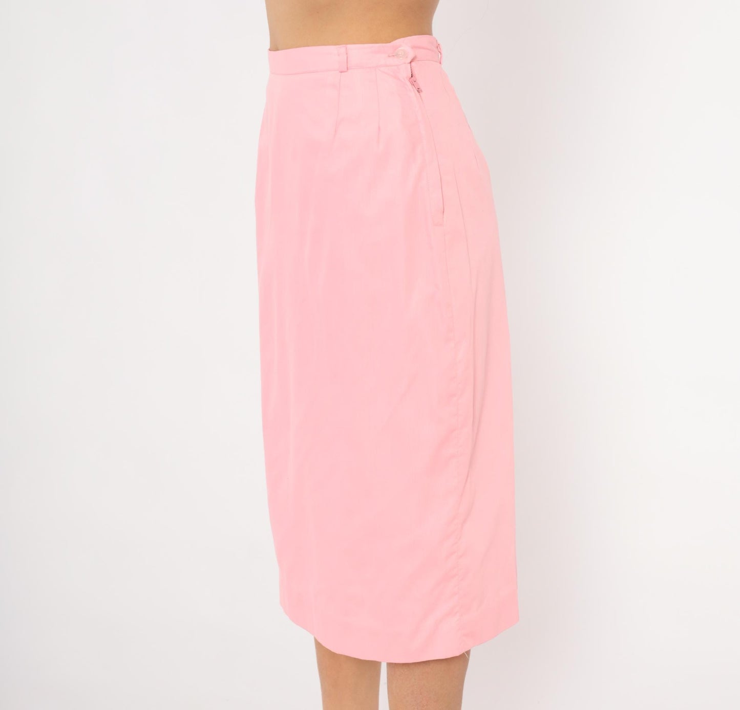 70s Adelaar Pink Pencil Skirt Straight Knee-Length Cotton Small S