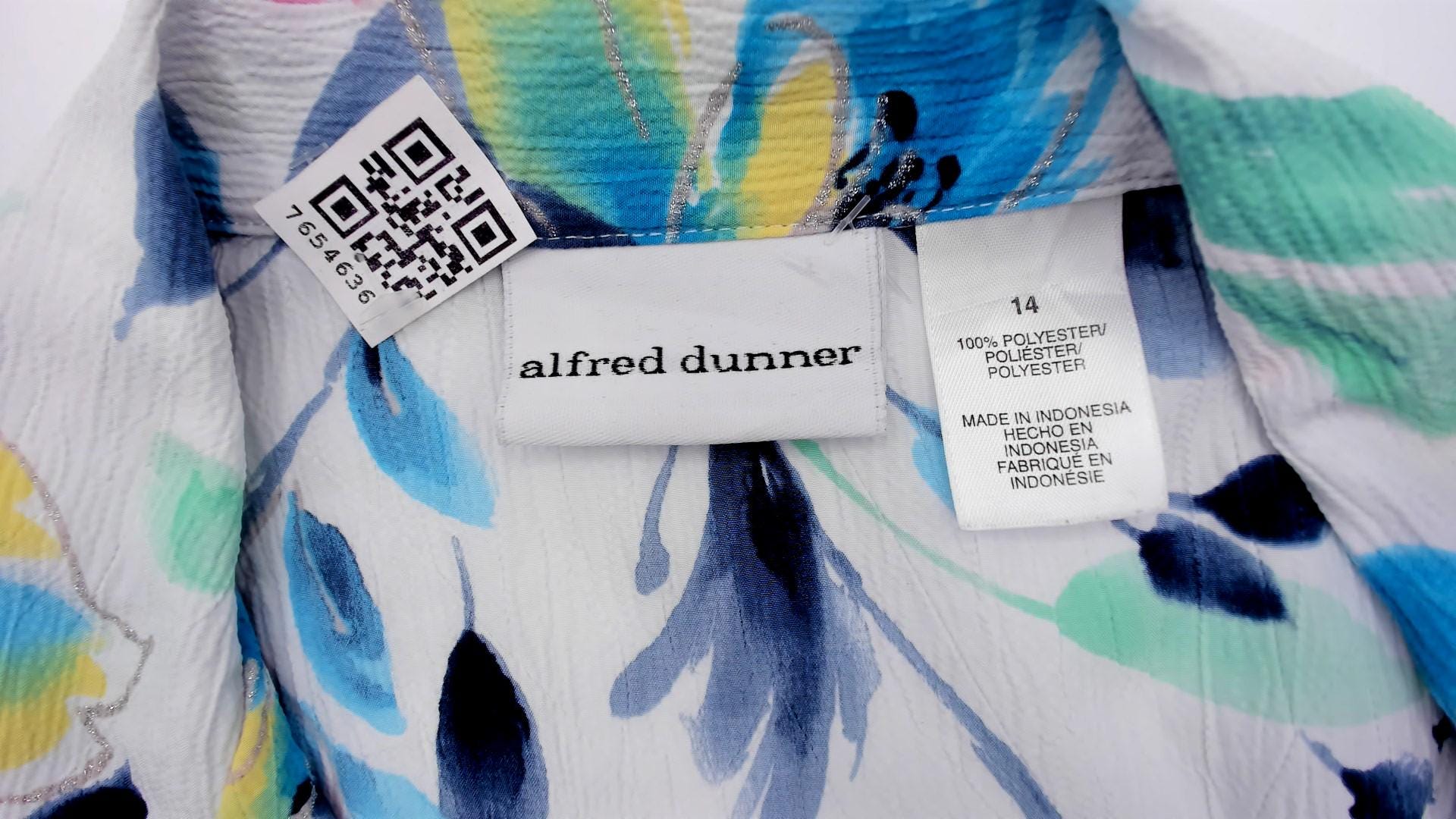 90s Alfred Dunner Watercolor Floral Camp Collar Blouse Blue Pink Yellow Extra Large XL