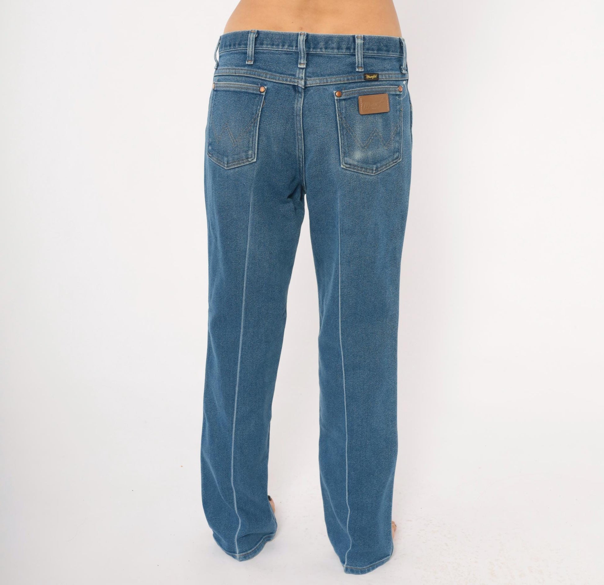 90s Wrangler Straight Leg Jeans Medium Wash Denim Blue Cotton 35 x 32