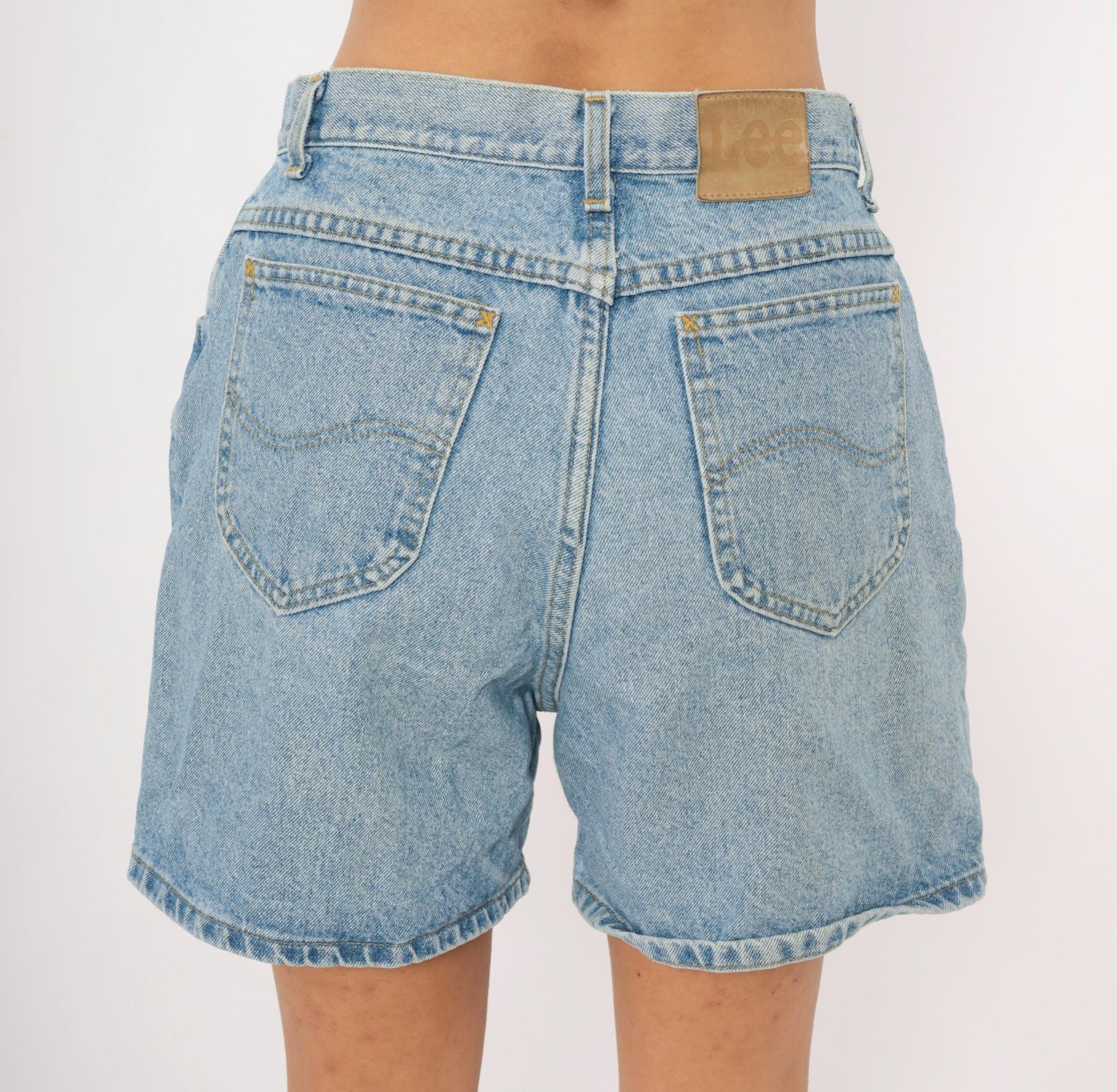 90s Lee Light Wash Denim Shorts High Rise Relaxed Fit Women's 30