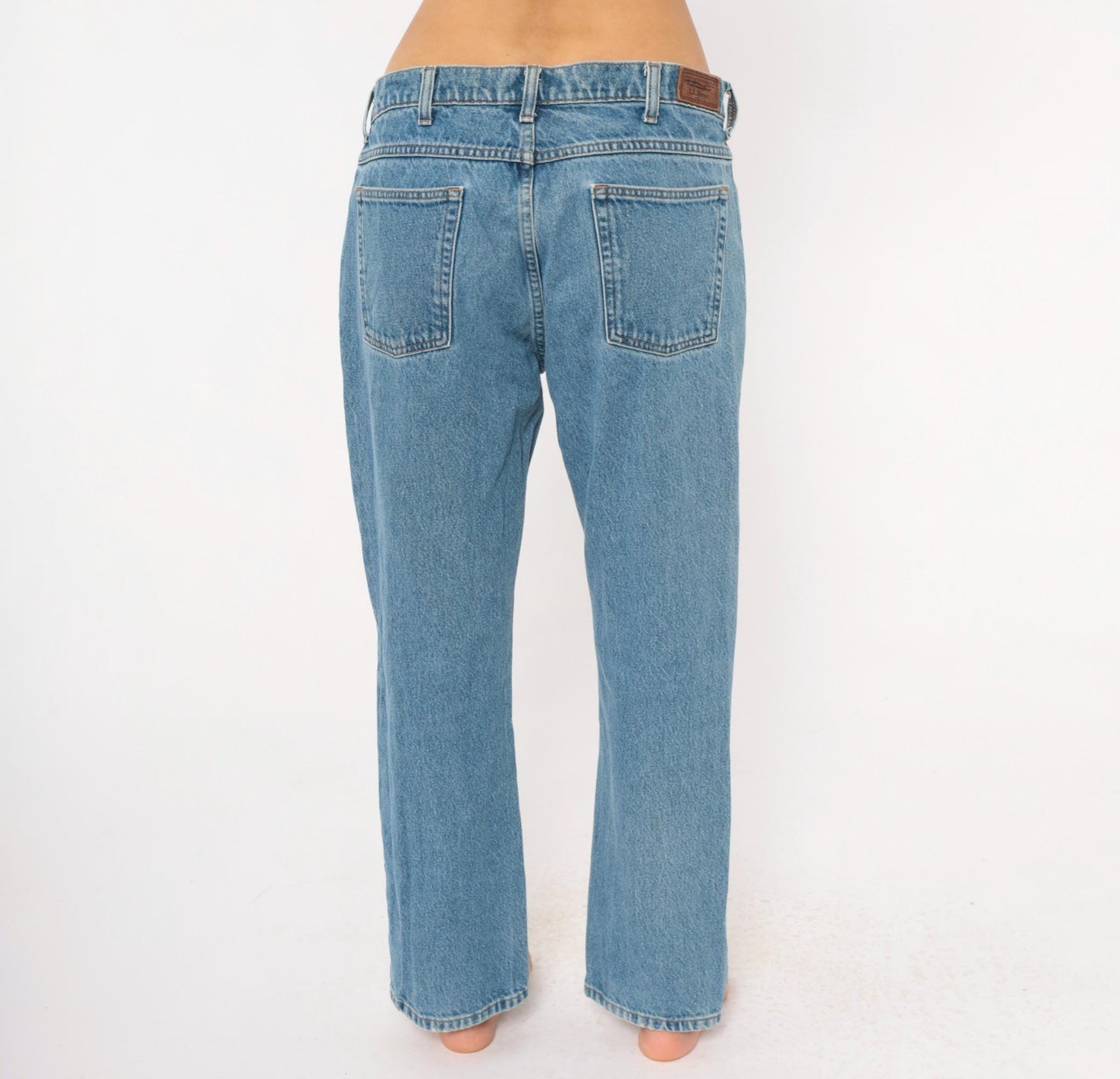 L.L. Bean Straight Leg Jeans 90s Medium Wash Denim Blue Cotton 35x29