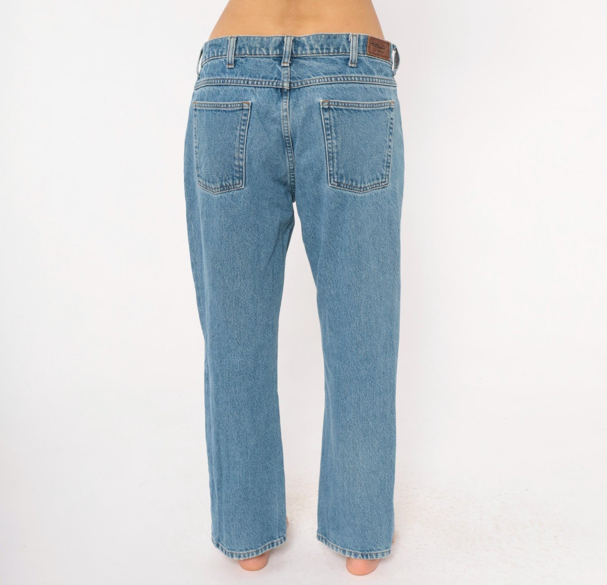 L.L. Bean Straight Leg Jeans 90s Medium Wash Denim Blue Cotton 35x29