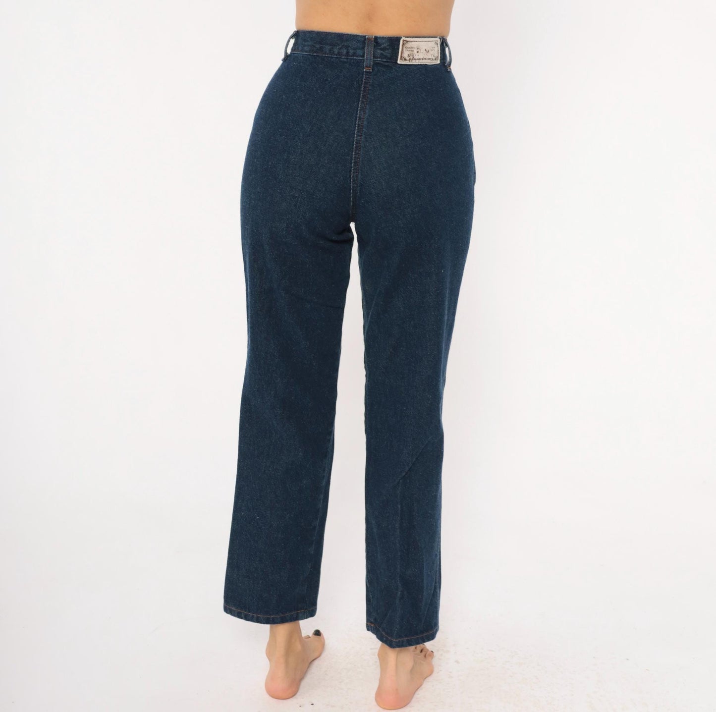 90s Rockies High Waisted Dark Wash Denim Mom Jeans Navy Tapered Leg Extra Small XS