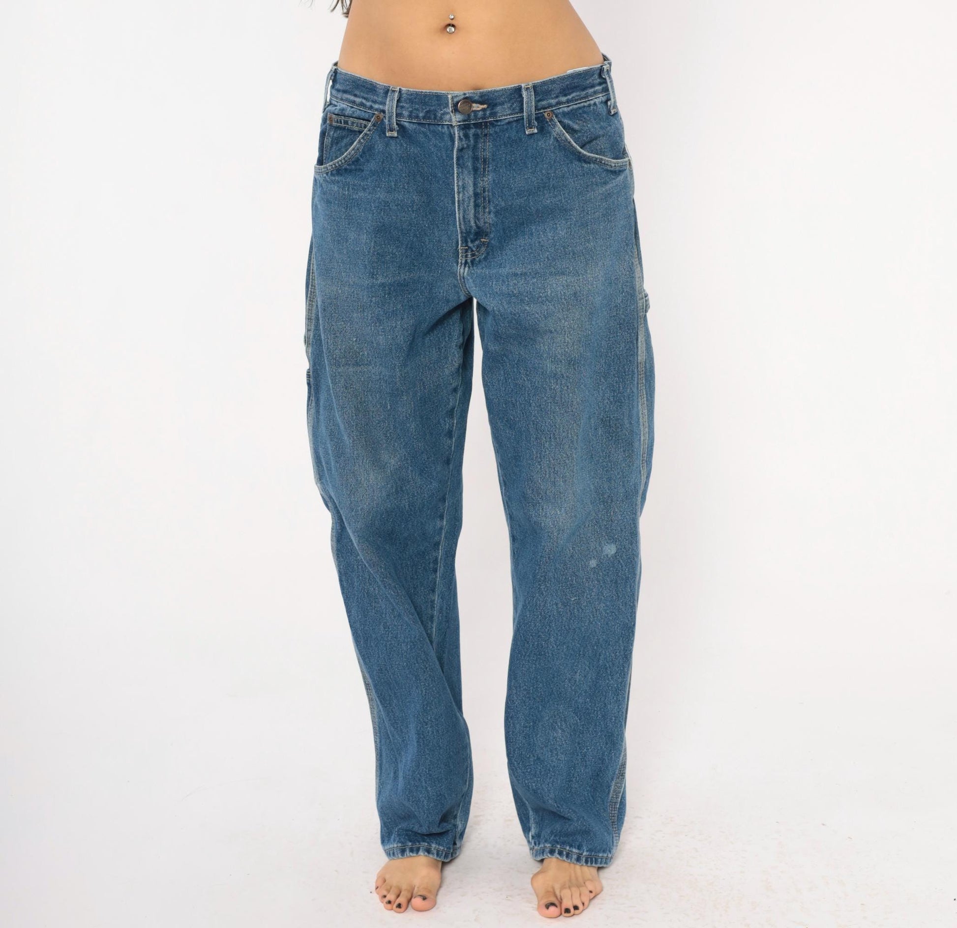 Dickies Carpenter Jeans 90s Cobalt Blue Denim Straight Leg Utility 33x32