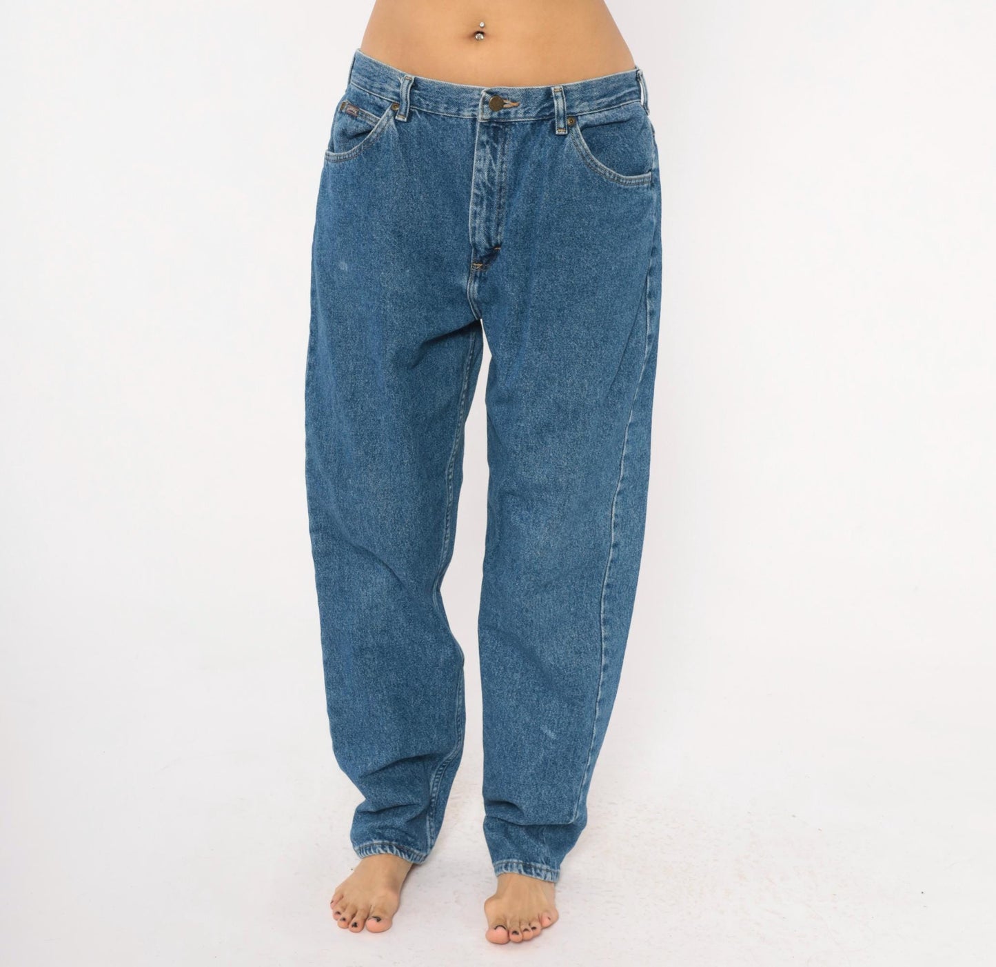 90s Riders Mom Jeans High Waisted Stonewash Blue Denim Straight Leg Medium M