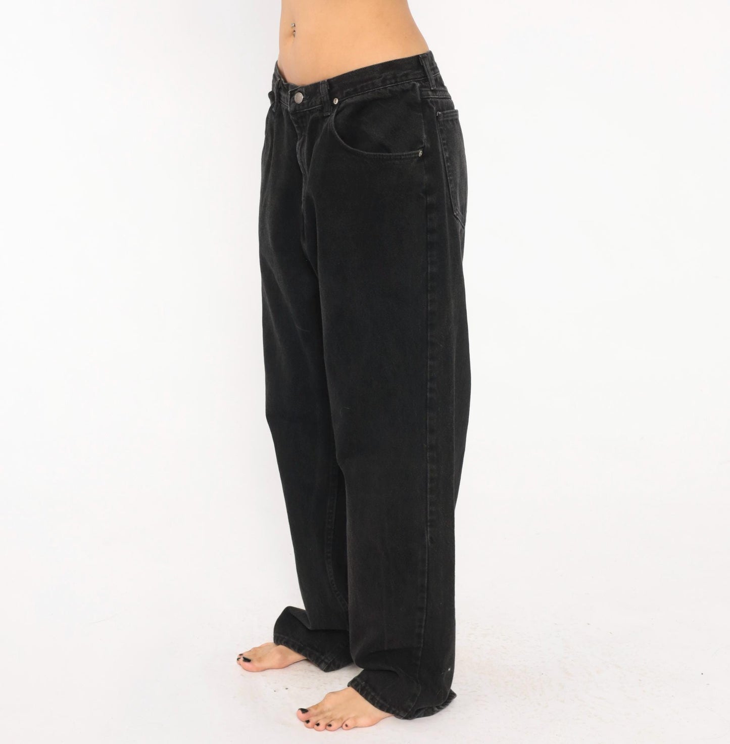 2000s Wrangler Black Denim Jeans Relaxed Fit Straight Leg Cotton 36 x 33
