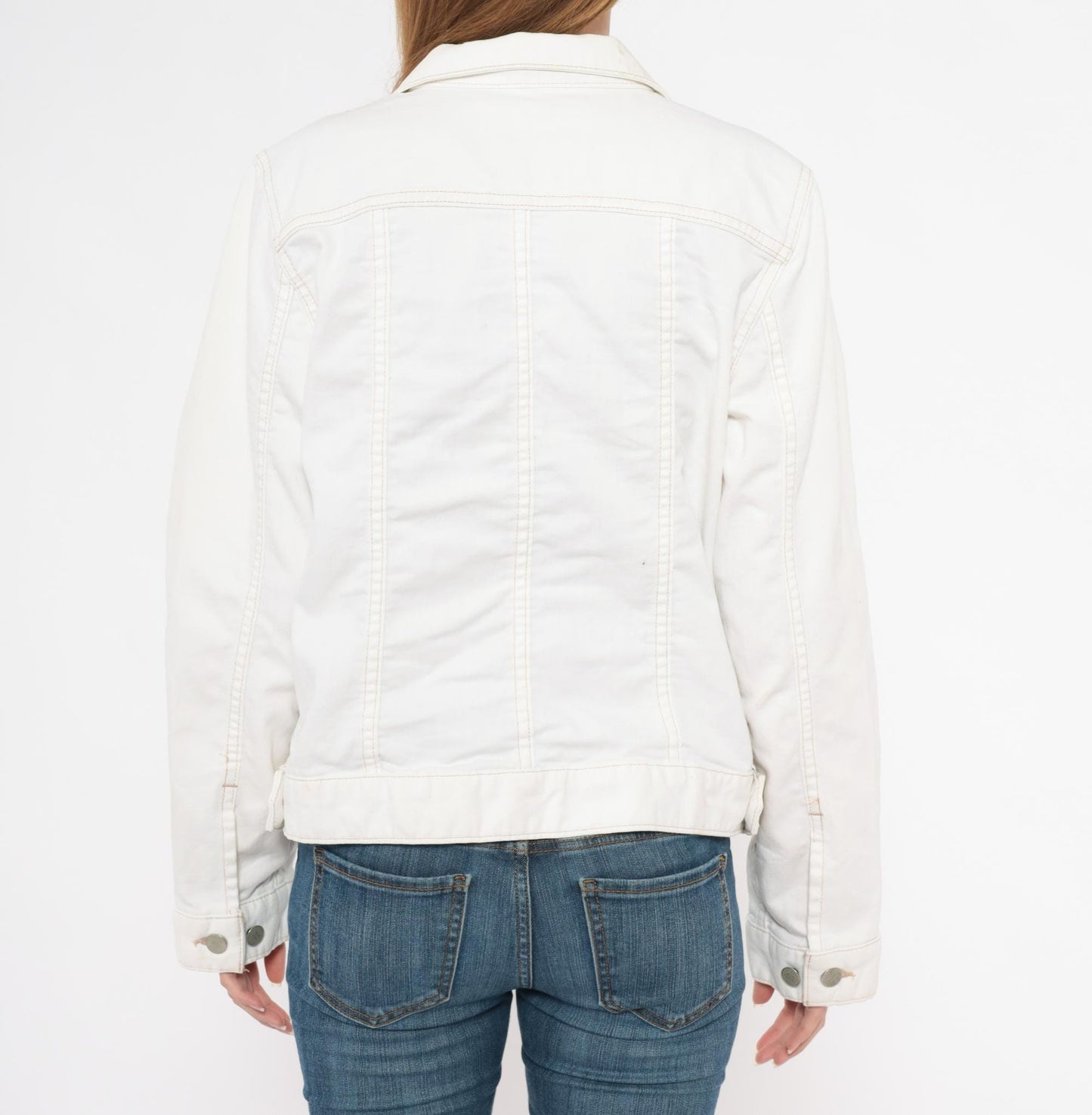 2000s Carhartt Denim Jacket White Contrast Stitch Trucker Medium M