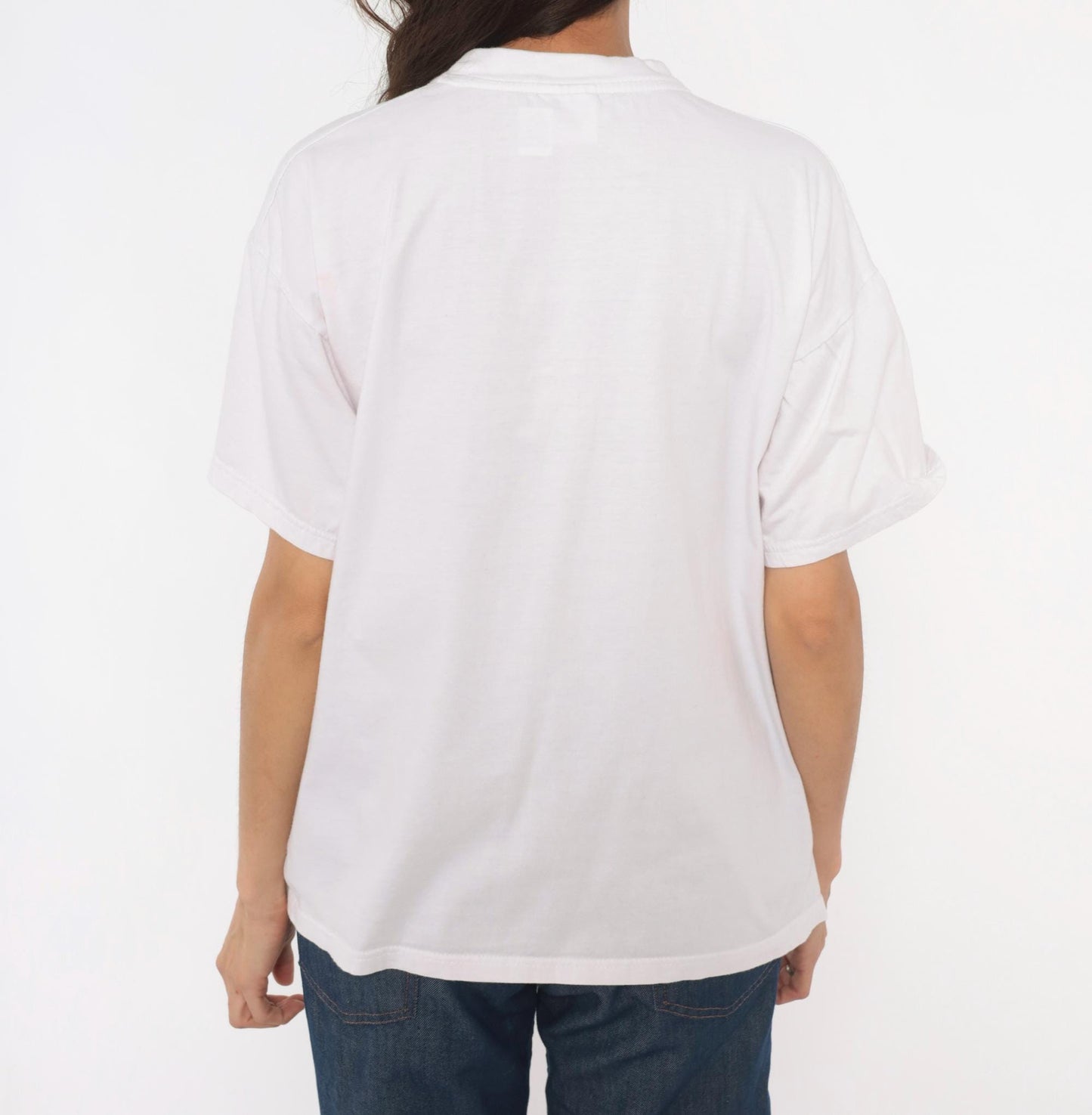 90s B & C Düsseldorf Rathaus Graphic Tee White Cotton Crew Neck Large L