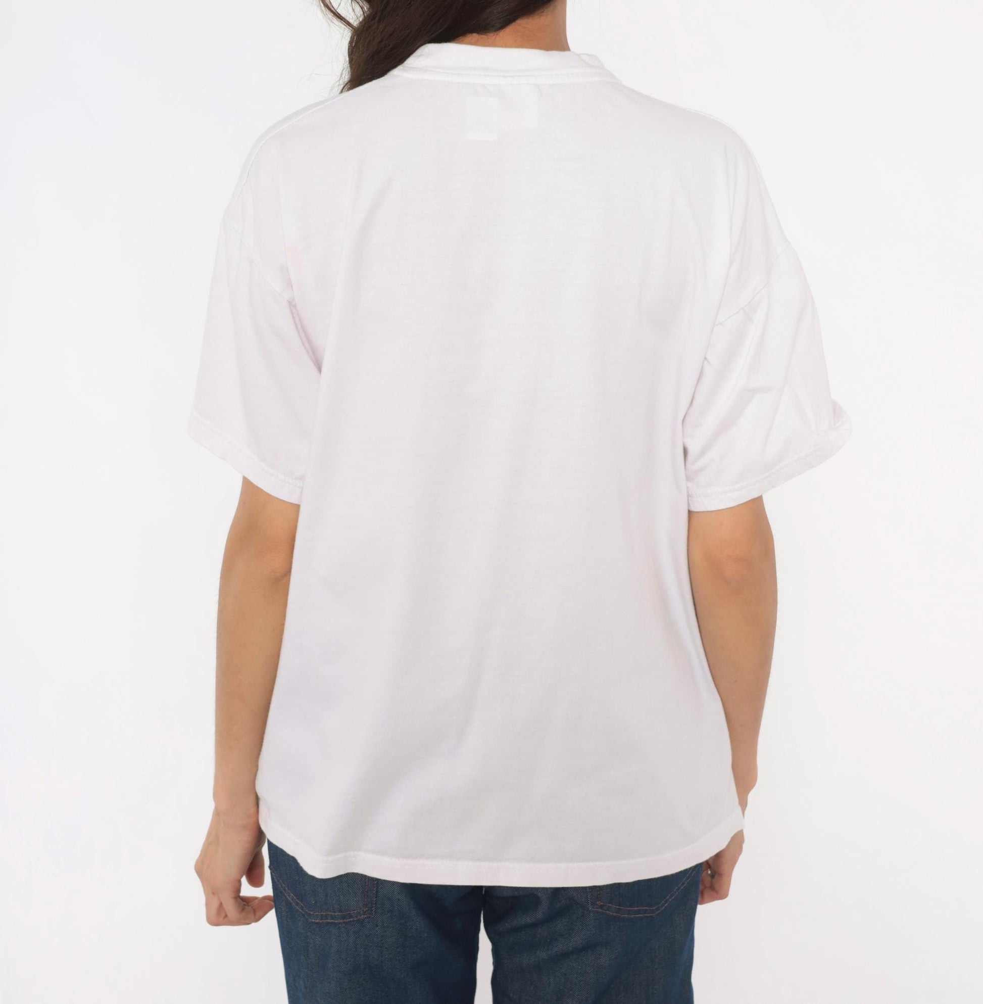 90s B & C Düsseldorf Rathaus Graphic Tee White Cotton Crew Neck Large L