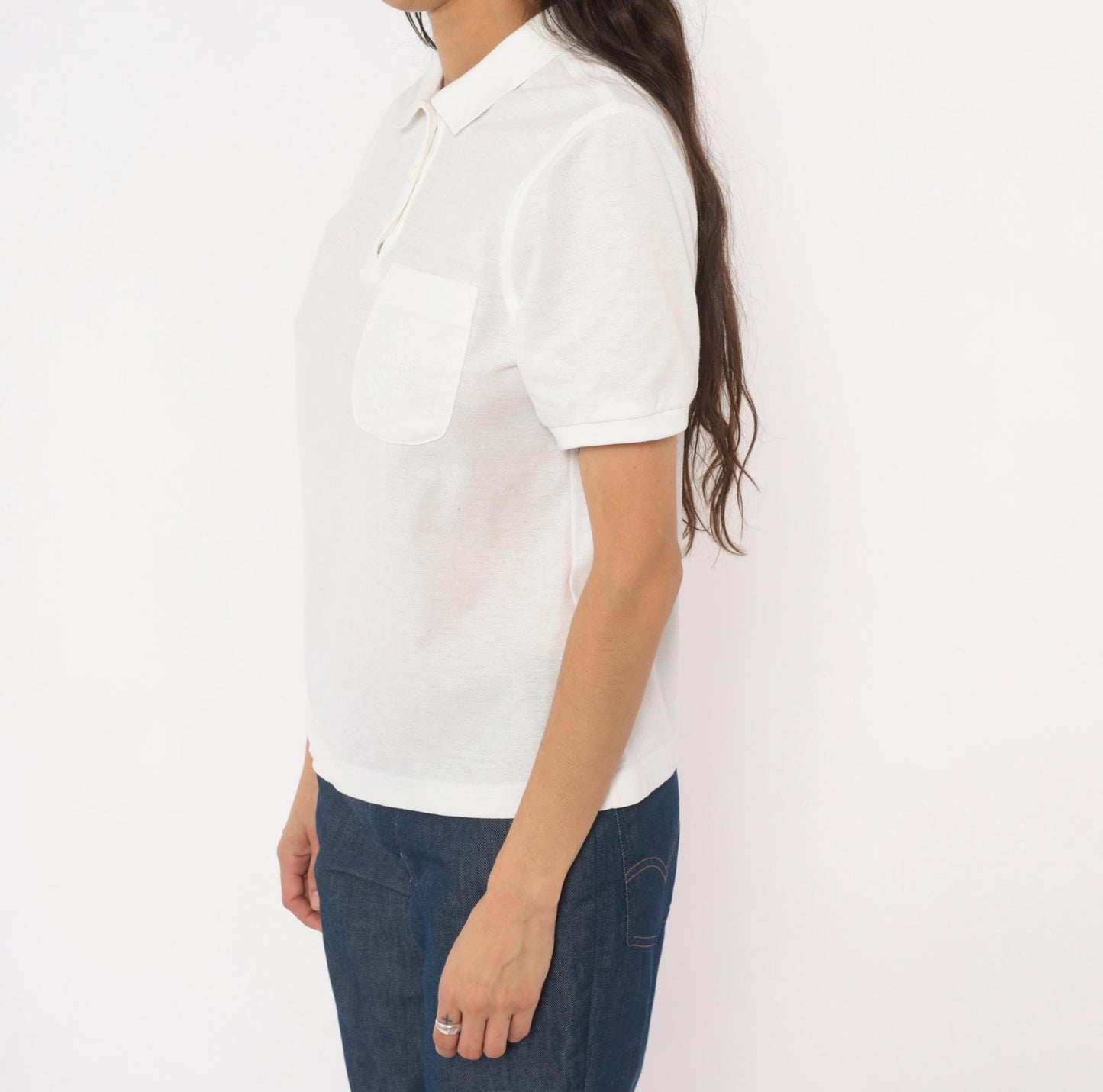 80s Lily's of Beverly Hills White Polo Shirt Embroidered Monogram Small