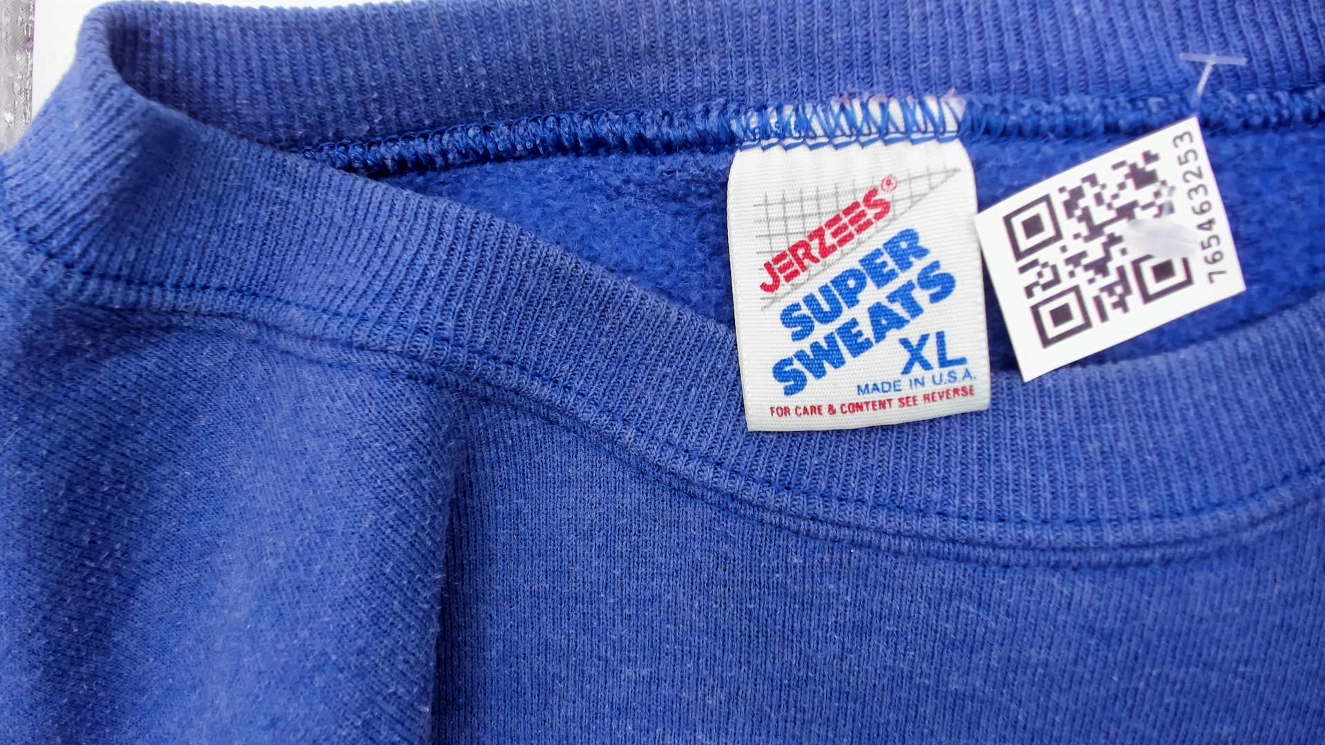 90s Jerzees Haven Hill Cropped Sweatshirt Cobalt Blue Graphic Crewneck Extra Large XL