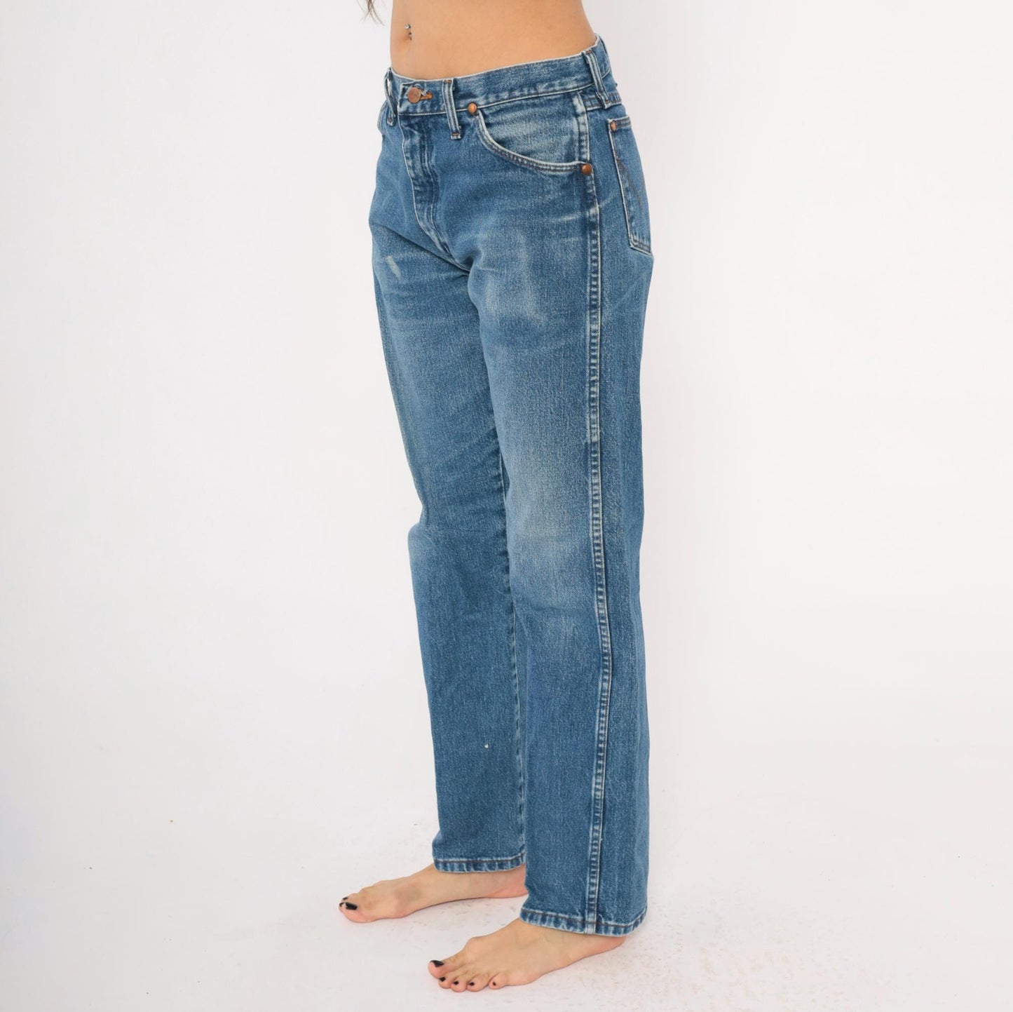 90s Wrangler Cowboy Cut Jeans Straight Leg Medium Wash High Rise Small