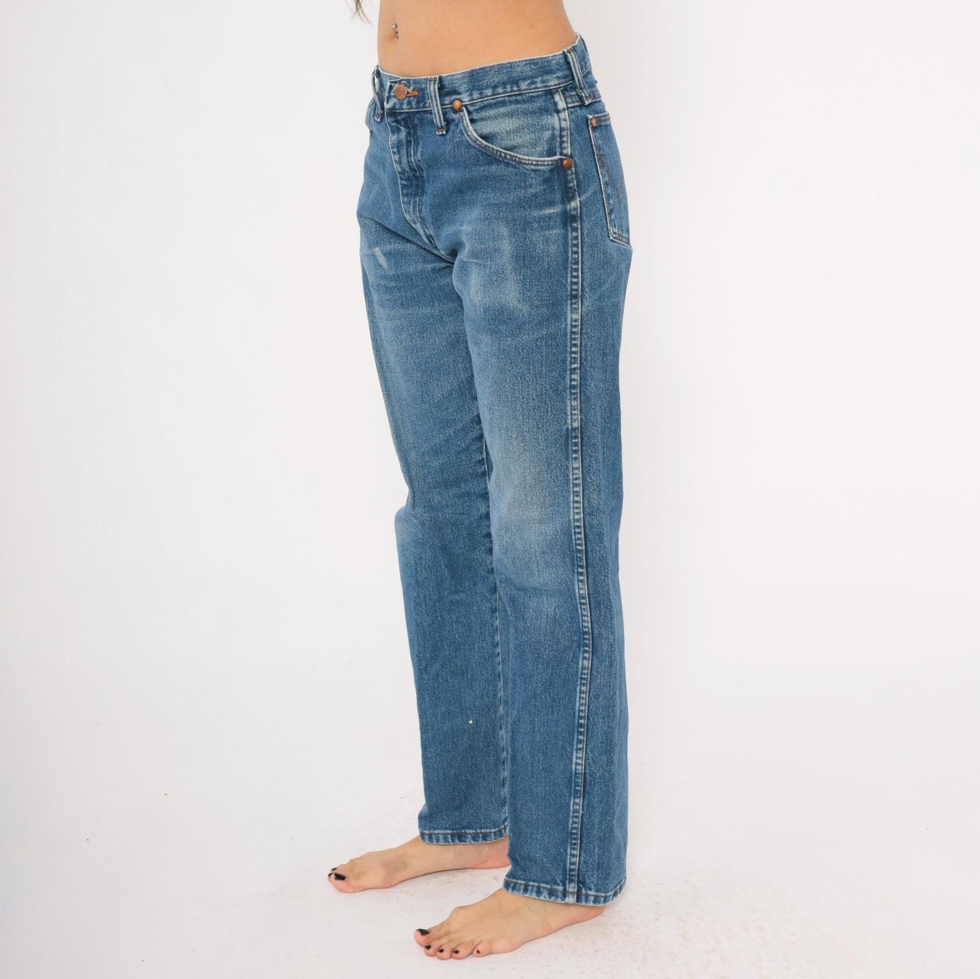 90s Wrangler Cowboy Cut Jeans Straight Leg Medium Wash High Rise Small
