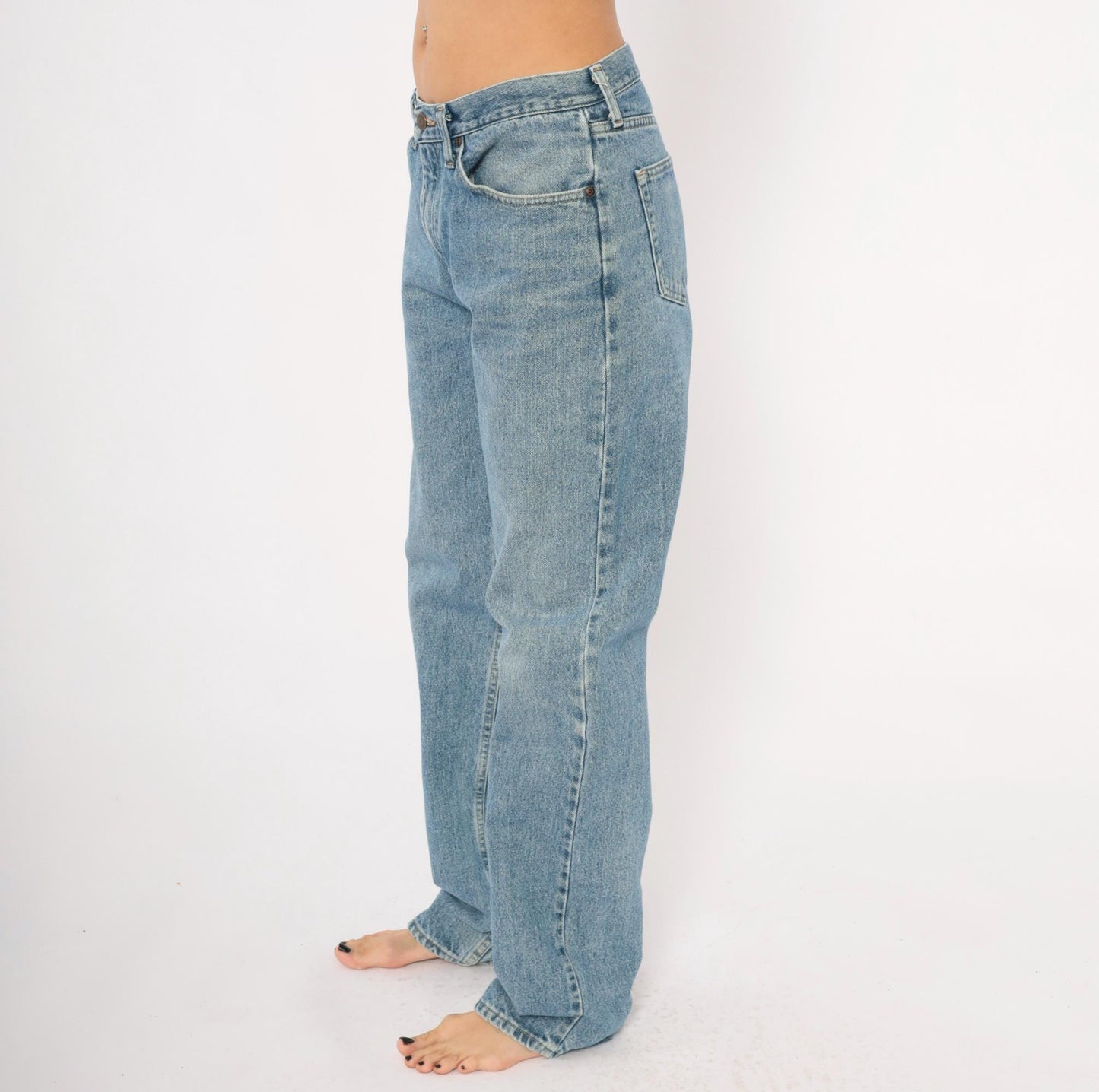 90s Wrangler Straight Leg Jeans Light Stonewash Blue Cotton 32x34
