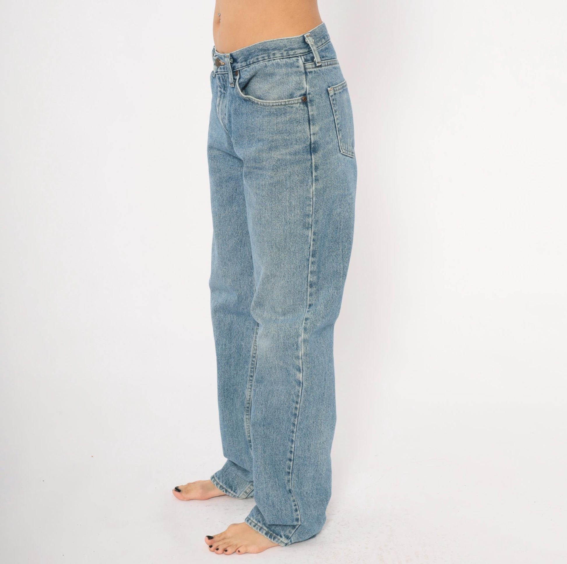 90s Wrangler Straight Leg Jeans Light Stonewash Blue Cotton 32x34