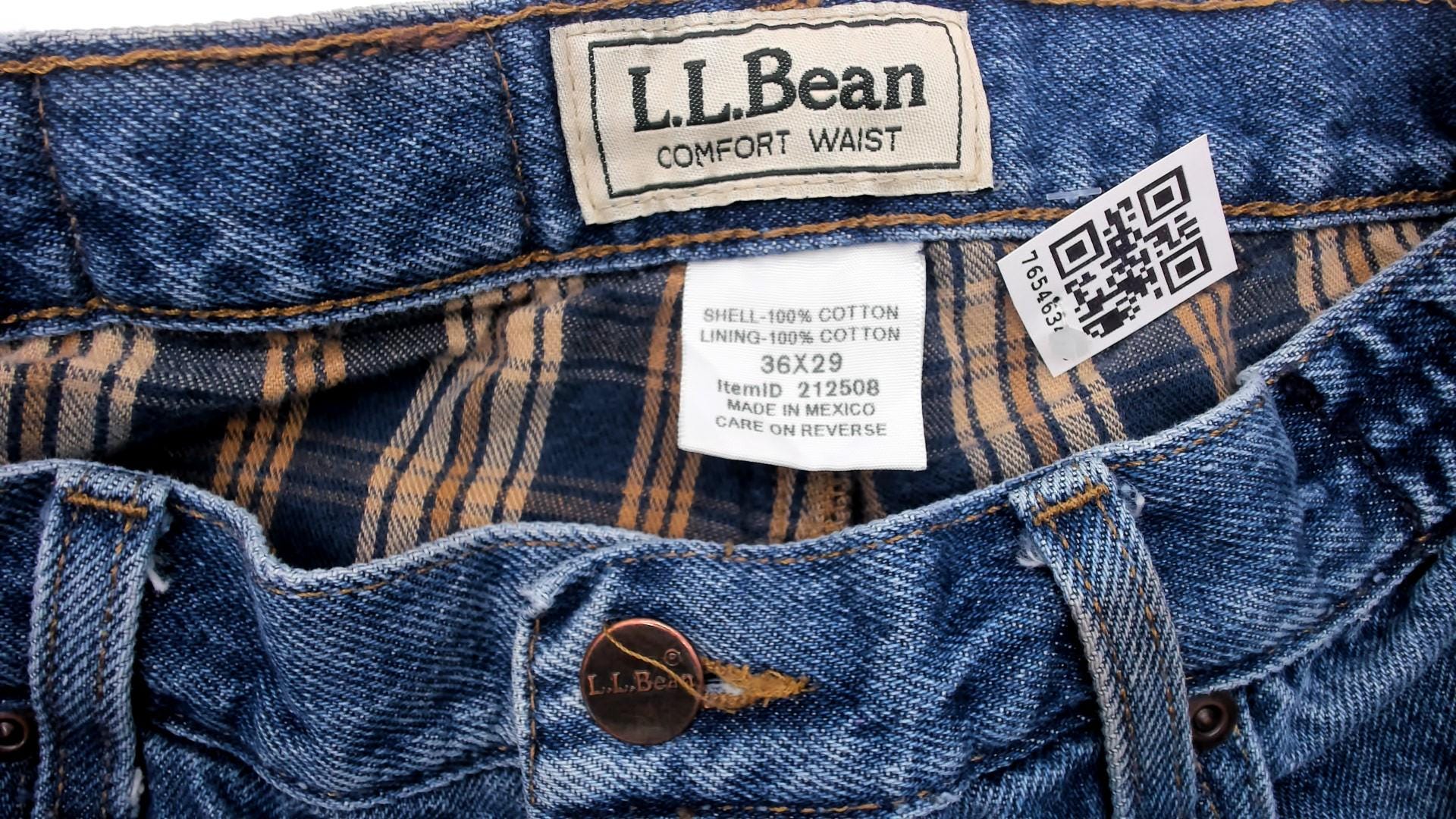 90s L.L.Bean Stonewash Denim Jeans Straight Leg Relaxed Fit Blue 36x29