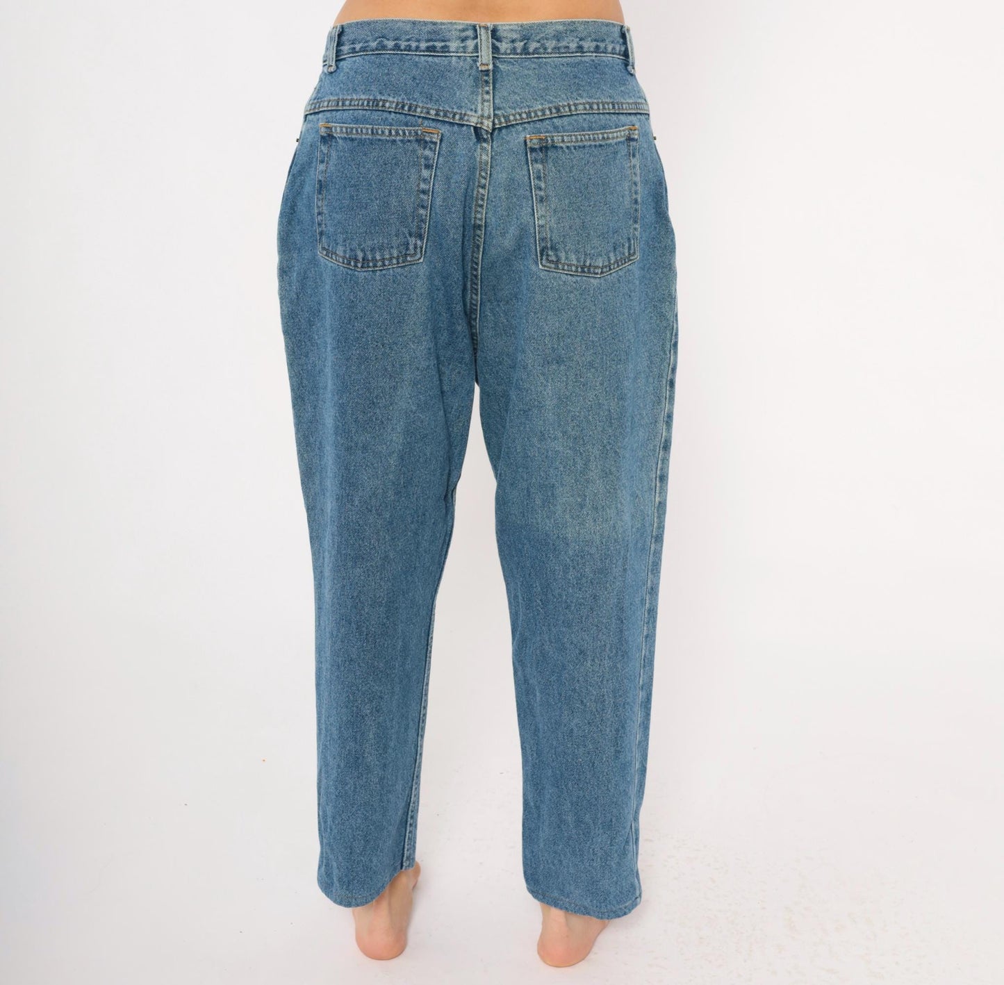 90s Fresno High Waisted Tapered Jeans Stonewash Blue Cotton 33x25