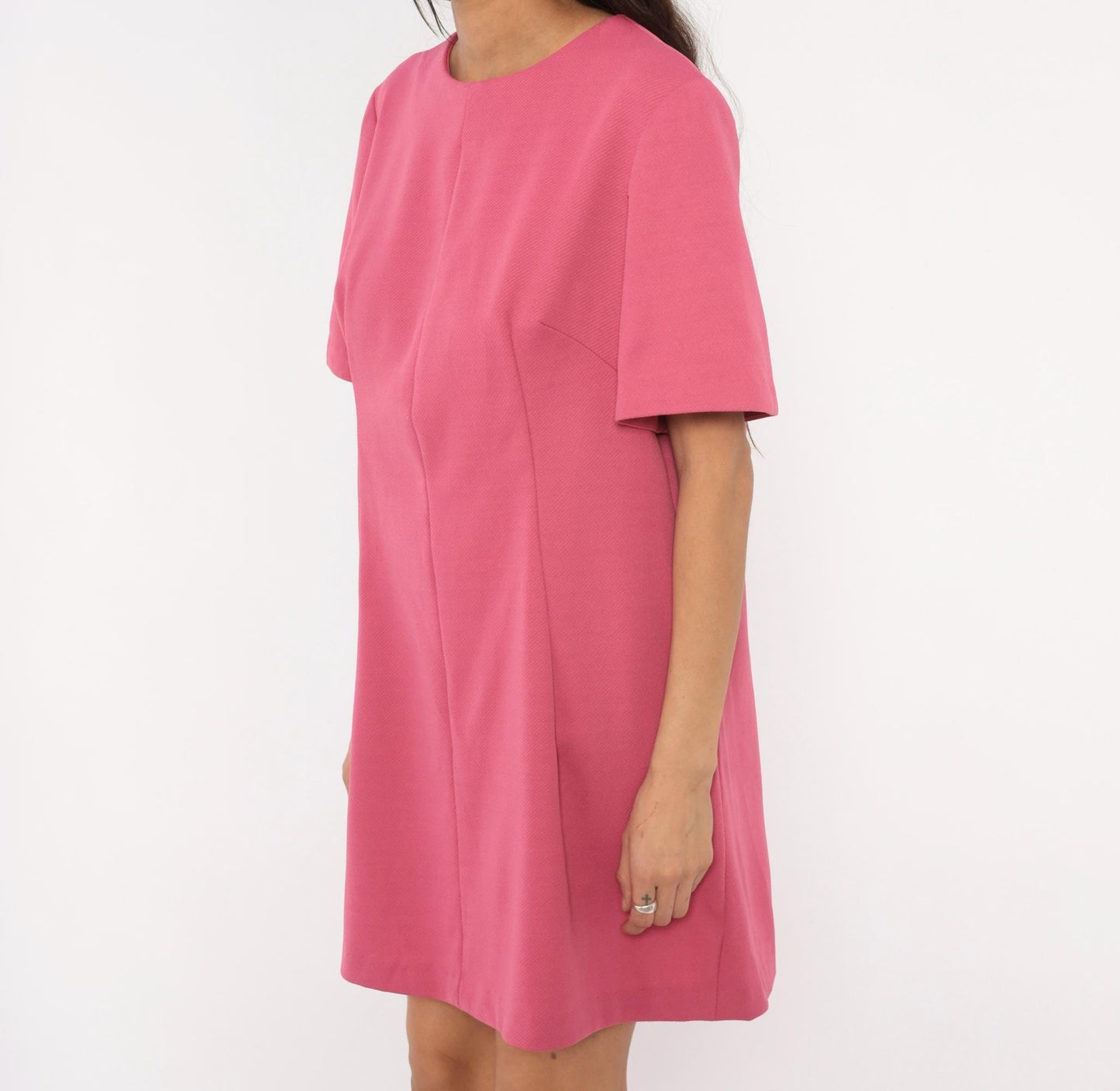 60s Pink Shift Dress A-Line Mini Scoop Neckline Short Sleeve Extra Large
