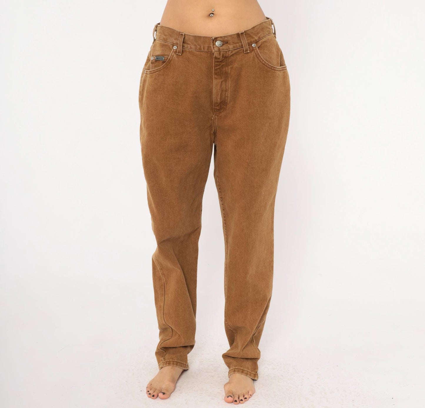 90s Lee Brown Tapered High-Waisted Jeans Denim Tan Cotton Medium M
