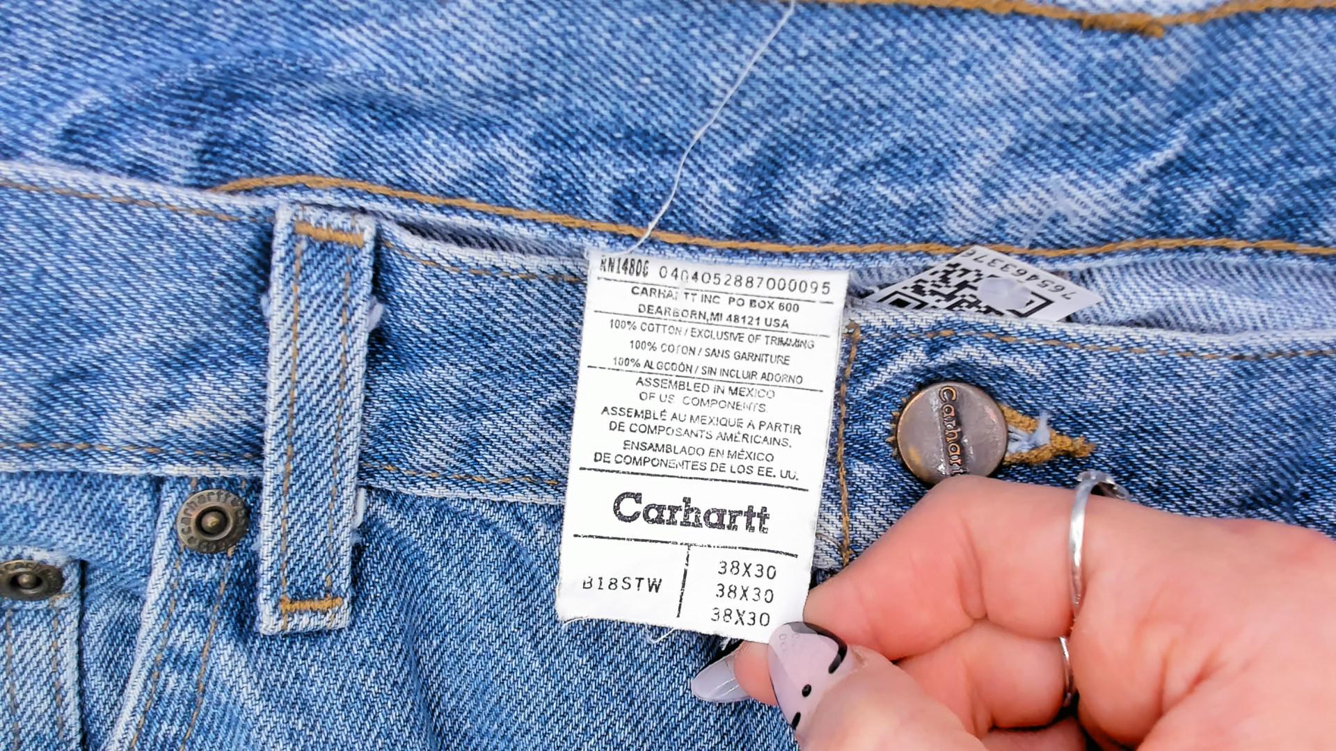 Carhartt Light Wash Denim Jeans 2000s Relaxed Straight Leg Cotton Workwear Extra Large XL