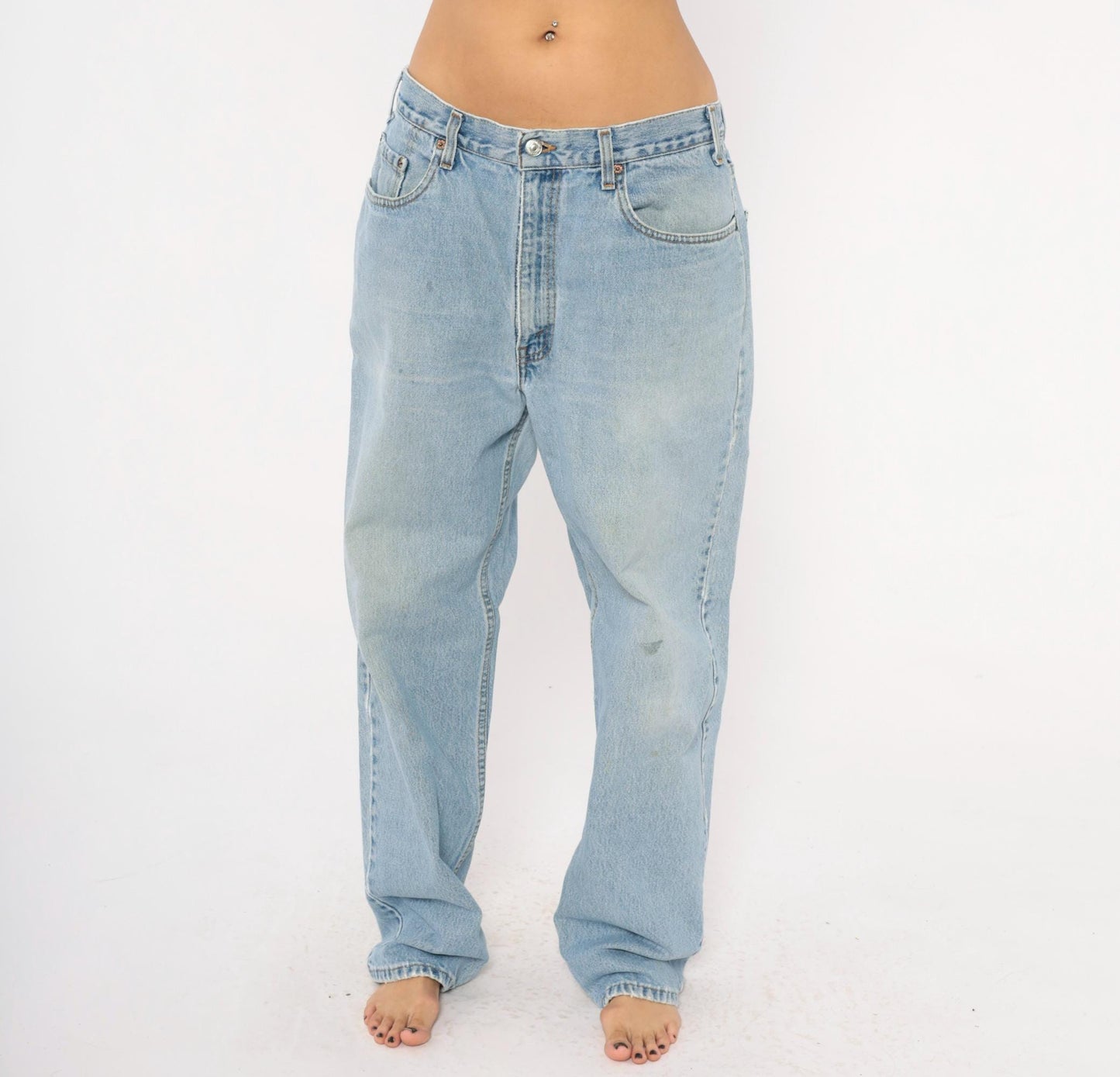 Levi's 550 Light Stonewash Denim Jeans 90s Relaxed Straight Leg High Waist 38x32