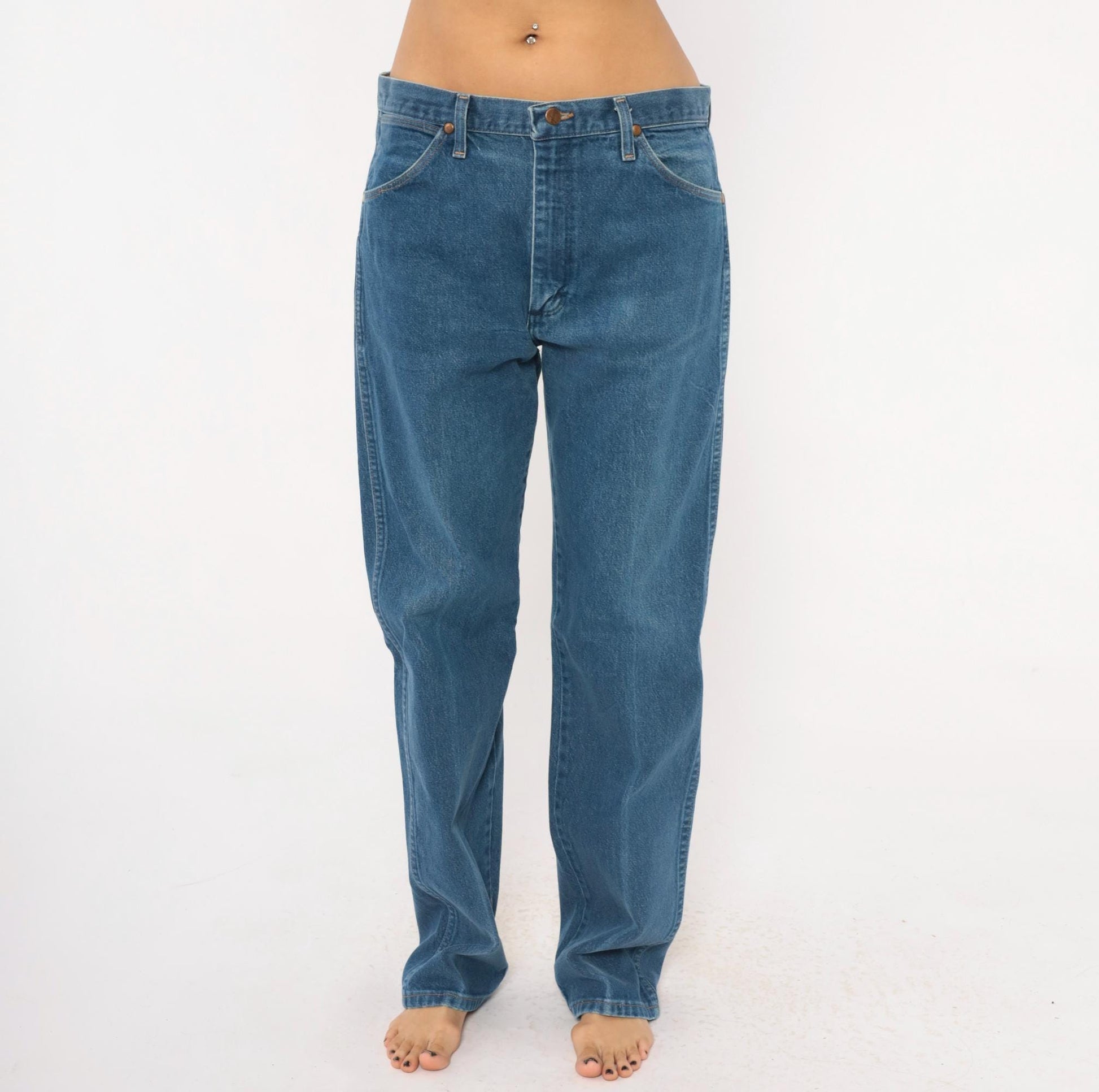 90s Wrangler Jeans Blue Denim Straight Leg High Rise Cotton 34x33
