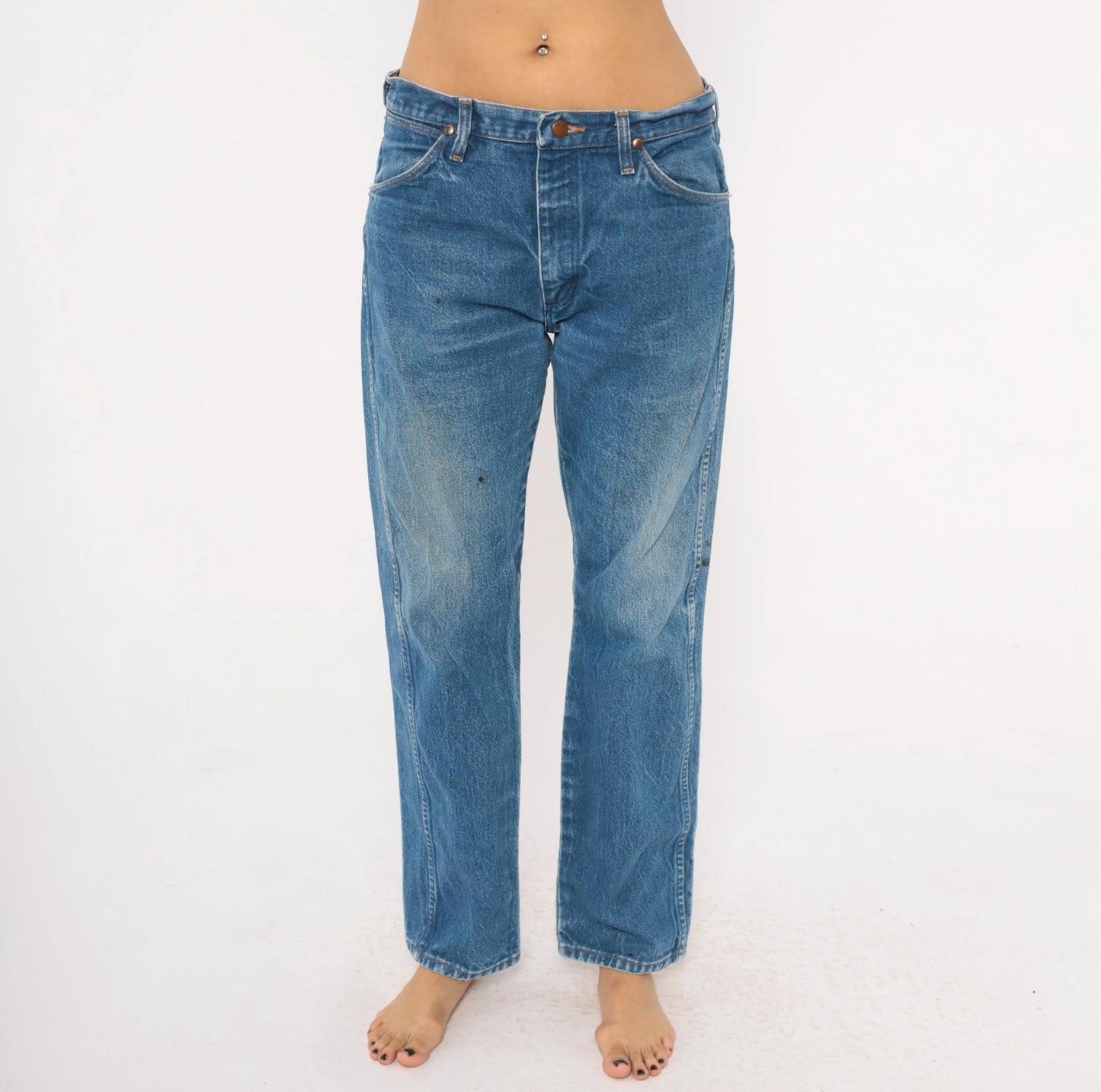 90s Wrangler Jeans Medium Wash Straight Leg Cotton Western Blue Medium M