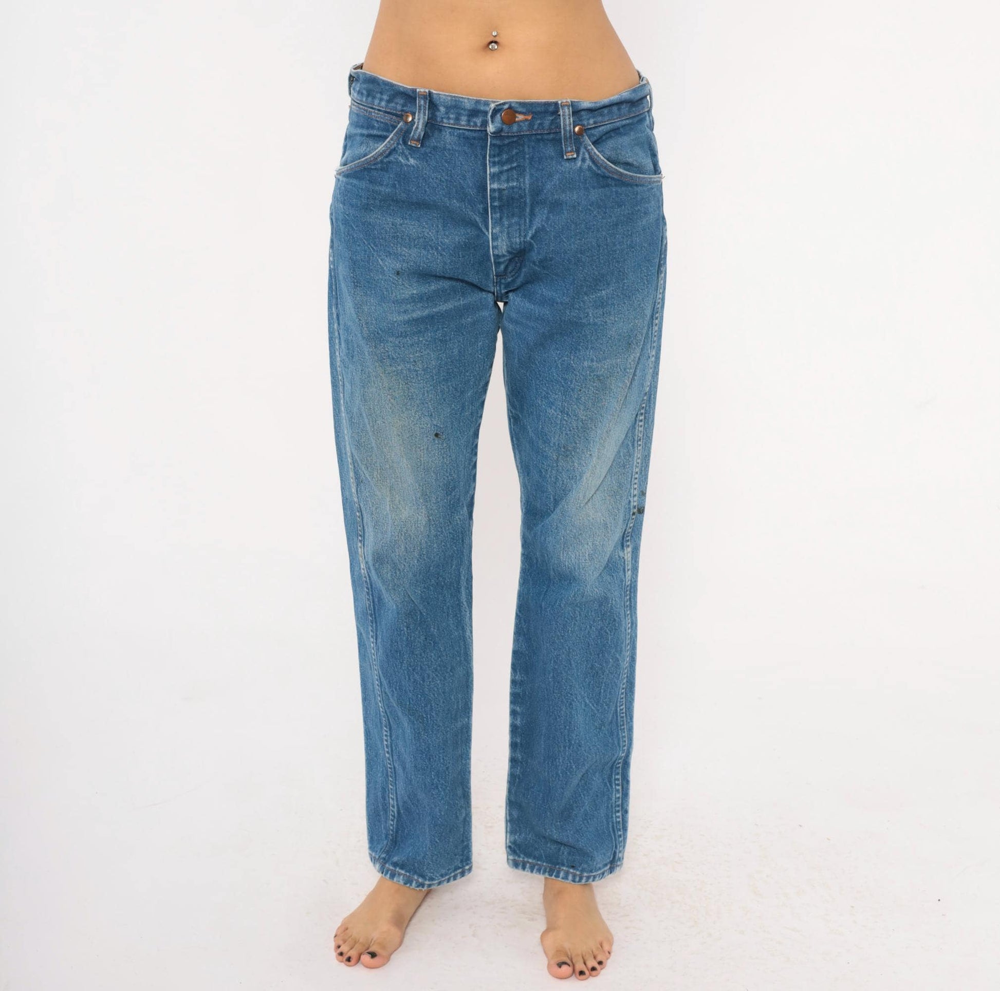 90s Wrangler Jeans Medium Wash Straight Leg Cotton Western Blue Medium M