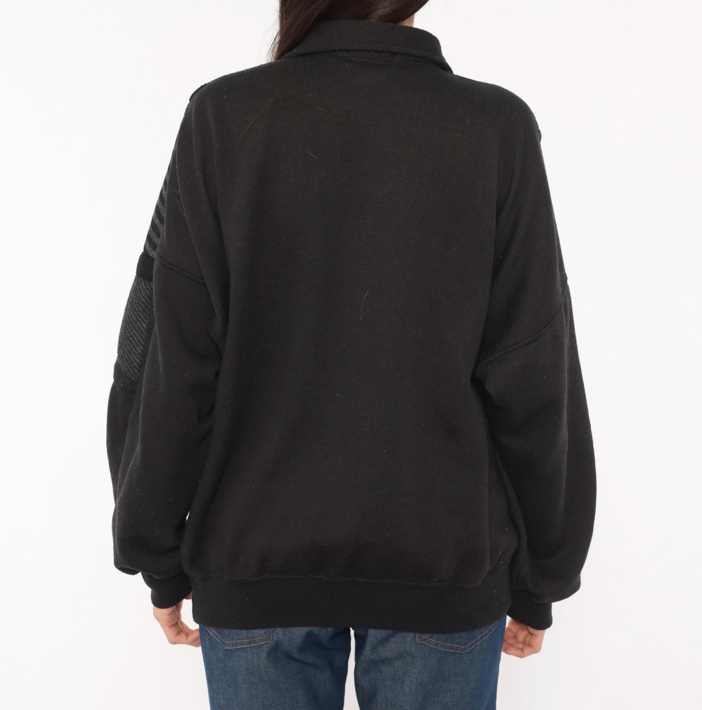 90s Alexxus Half-Zip Pullover Black Grey Patchwork Colorblock Sweatshirt Extra Large