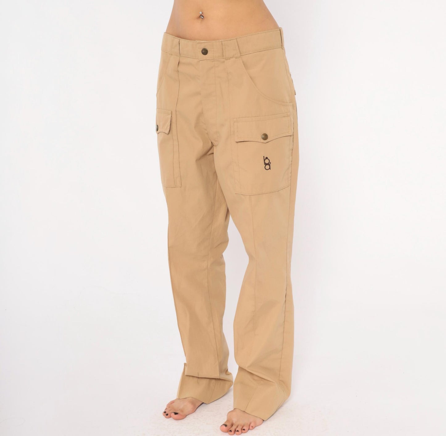80s Bob Allen Cargo Pants Tan Cotton Straight Leg Low Rise Extra Large XL
