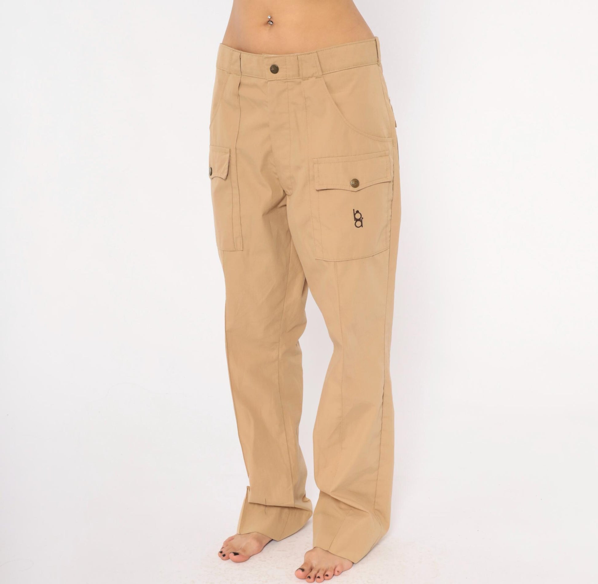 80s Bob Allen Cargo Pants Tan Cotton Straight Leg Low Rise Extra Large XL