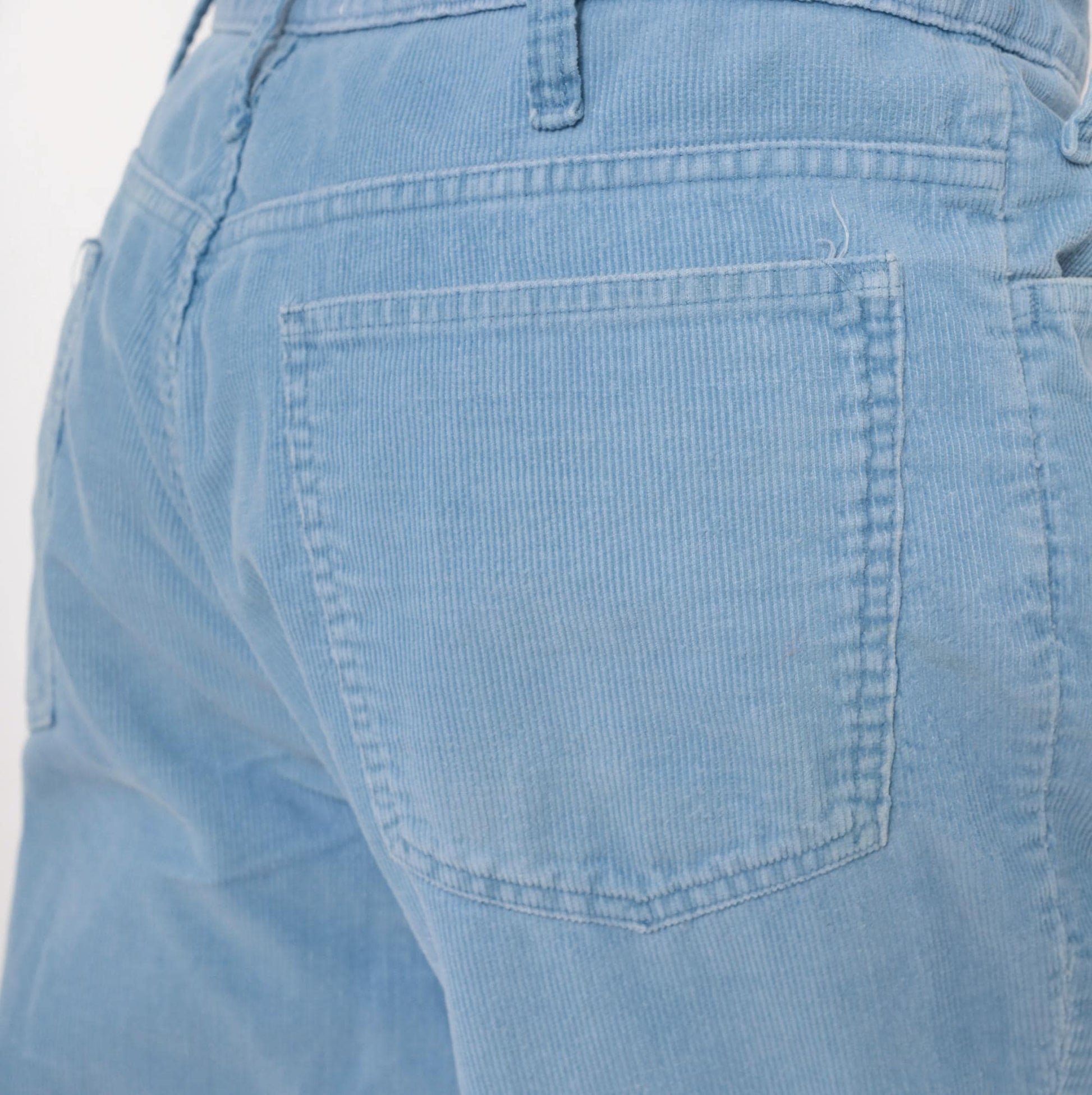 80s Sky Blue Corduroy Flare Pants Bell Bottom Powder Blue Trousers 34x34