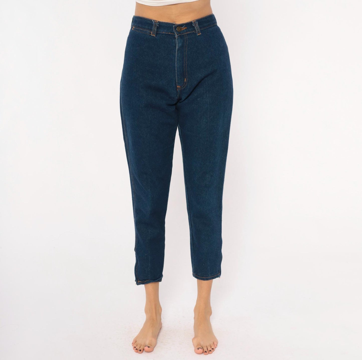 80s Filippo Totti High Waisted Dark Denim Jeans Tapered Leg Navy Small