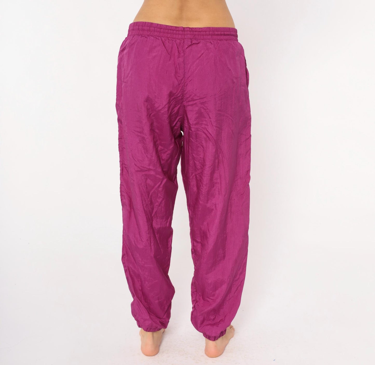 90s Magenta Windbreaker Track Pants Tapered Joggers Purple Small S