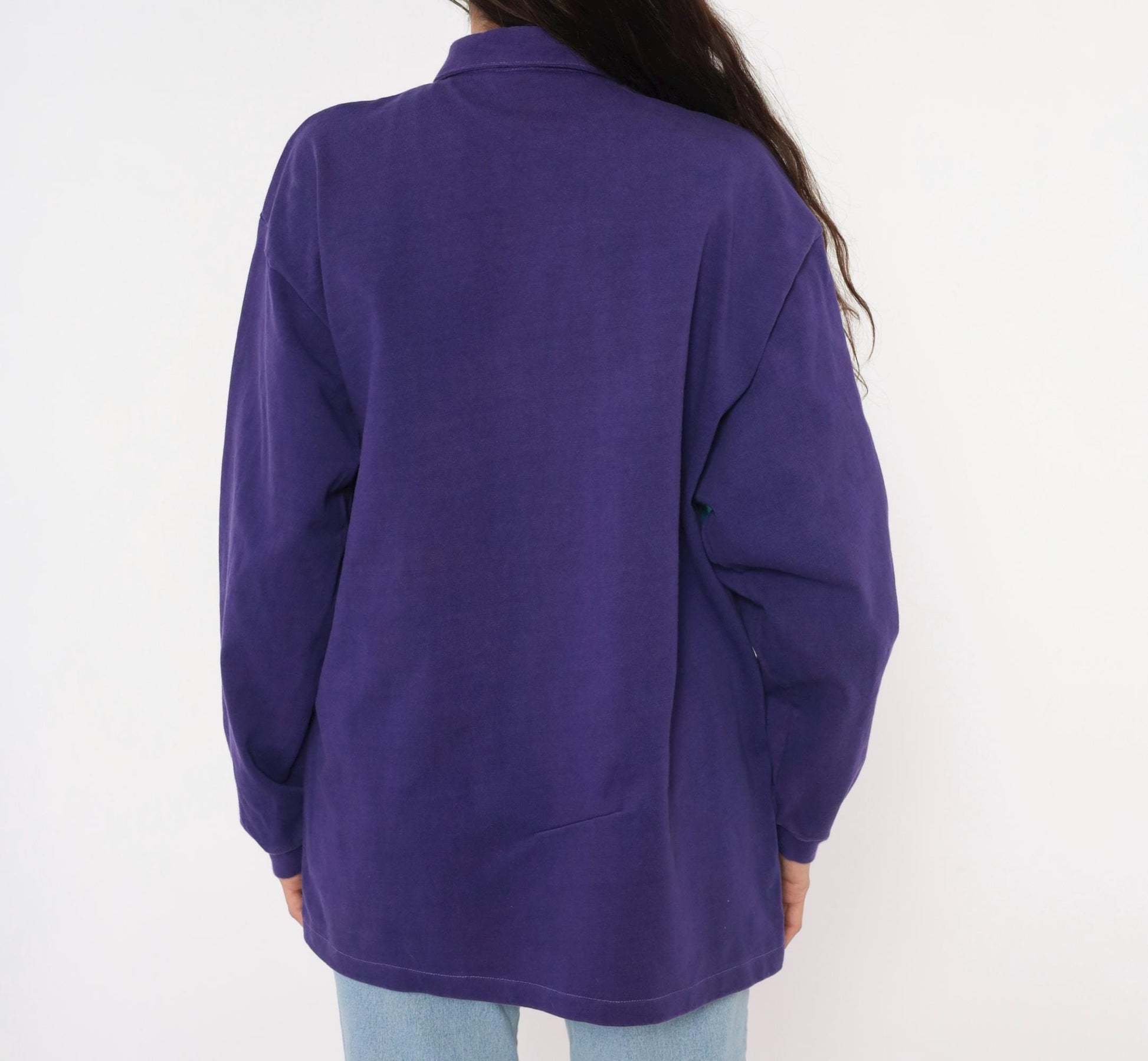 90s Billion Bay Rugby Polo Purple Teal Black Stripe Colorblock Medium