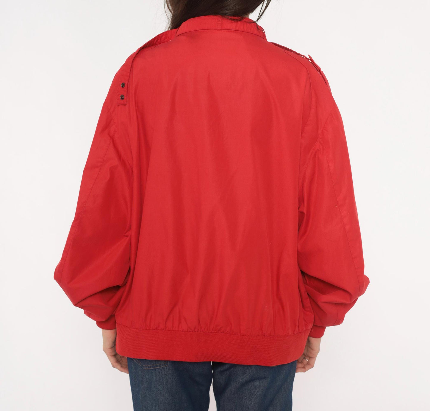 80s Members Only Red Bomber Jacket Café Racer Cotton Snap Collar Plus Size XXL