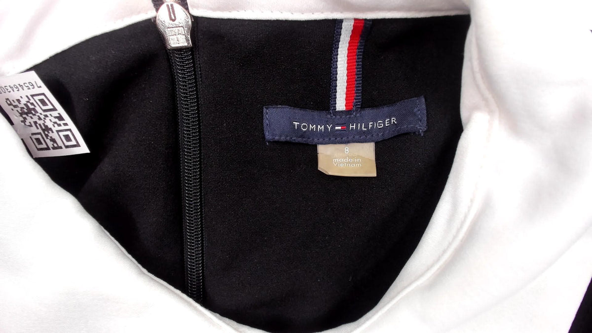 Y2K Tommy Hilfiger Black Mini Dress Double Breasted White Collar Medium M