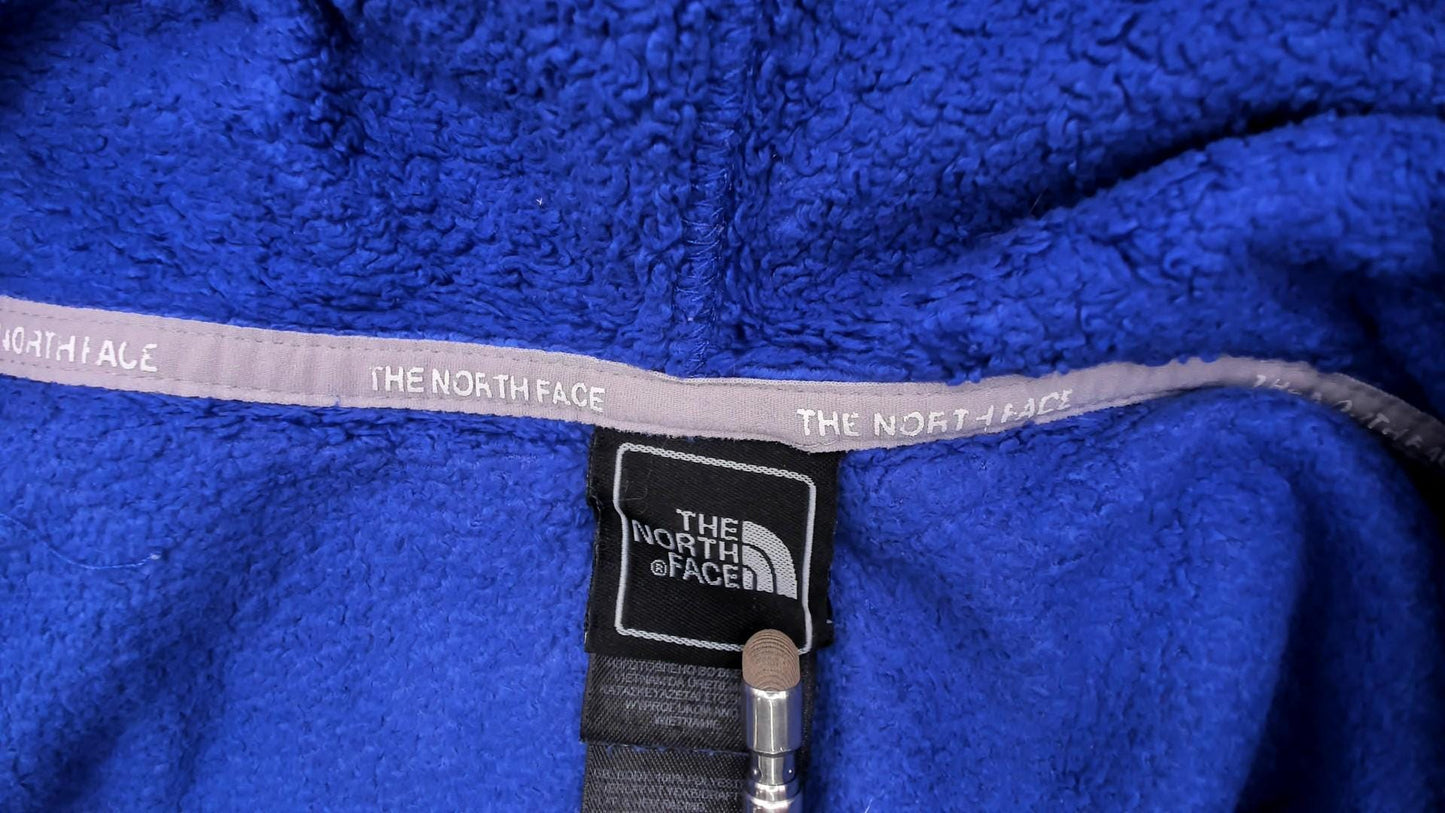 Y2K North Face Cobalt Blue Sherpa Fleece Hooded Jacket Small S