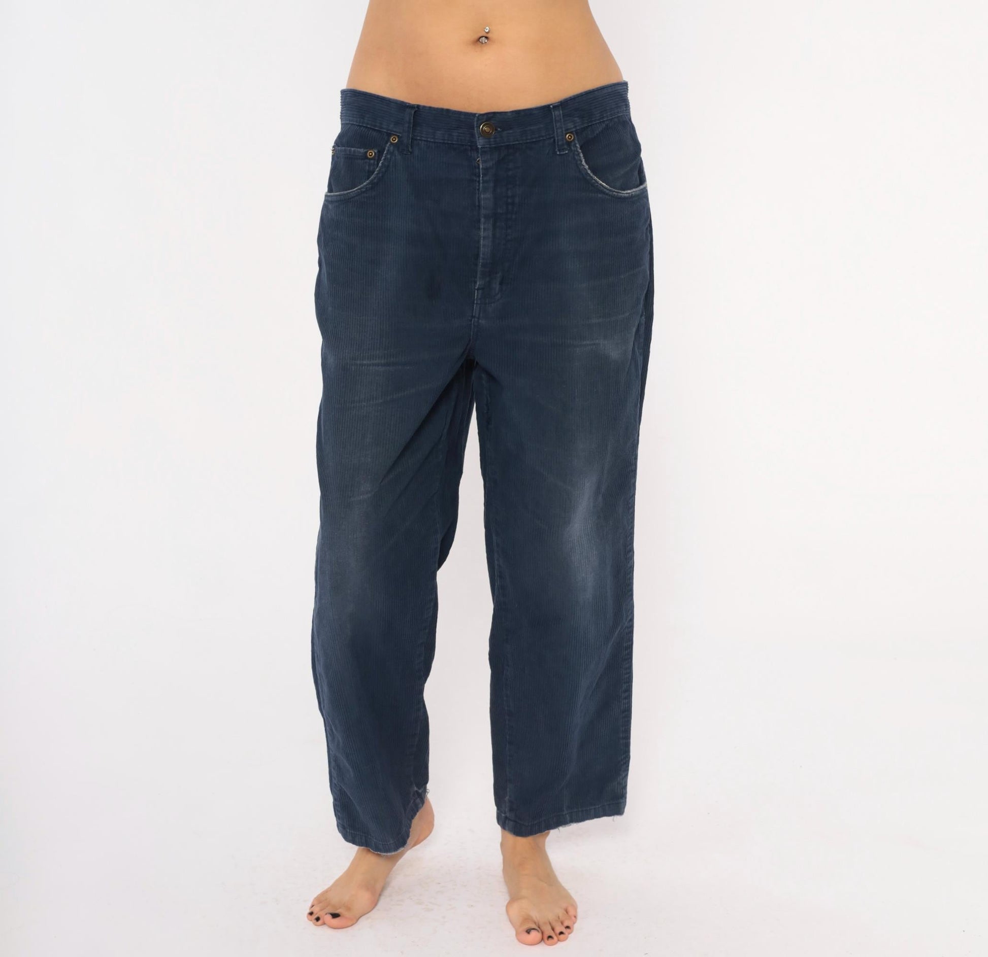 90s BCC Blues Navy Corduroy Pants Straight Leg Five Pocket 34/30