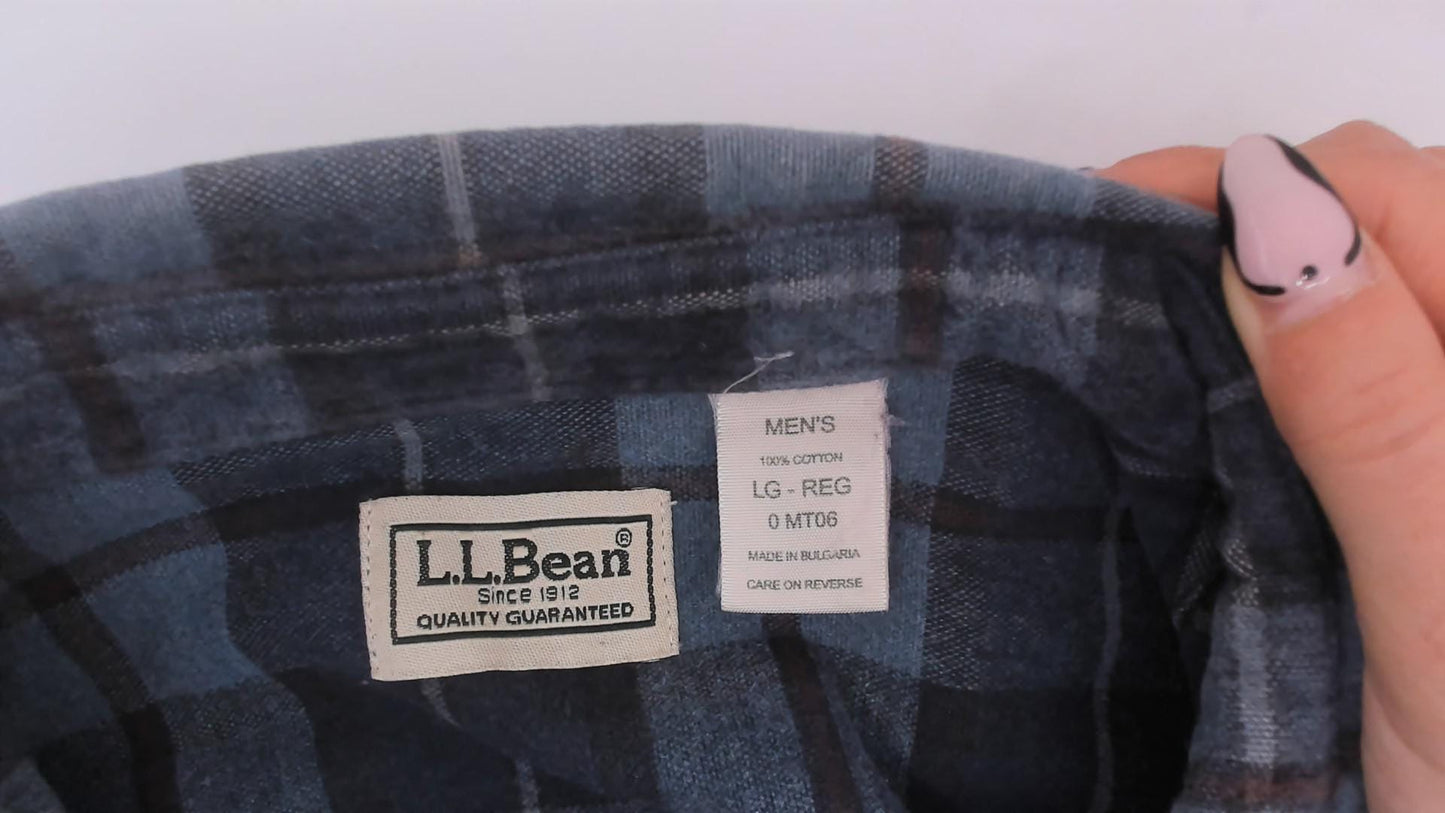 L.L.Bean 2000s Plaid Flannel Shirt Navy Burgundy Cotton Large