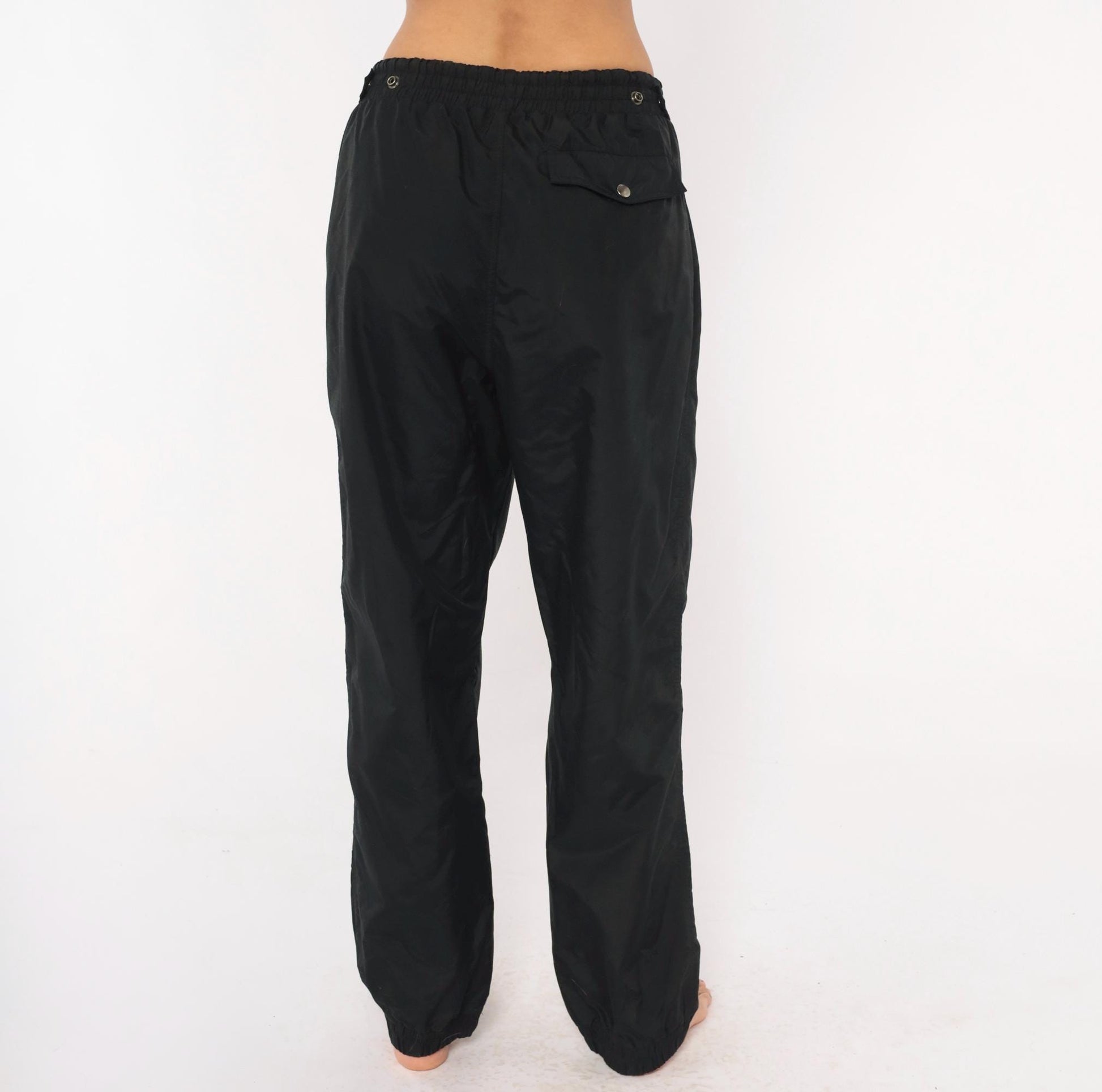 90s Sportina Black Nylon Track Pants Tapered Joggers Medium M