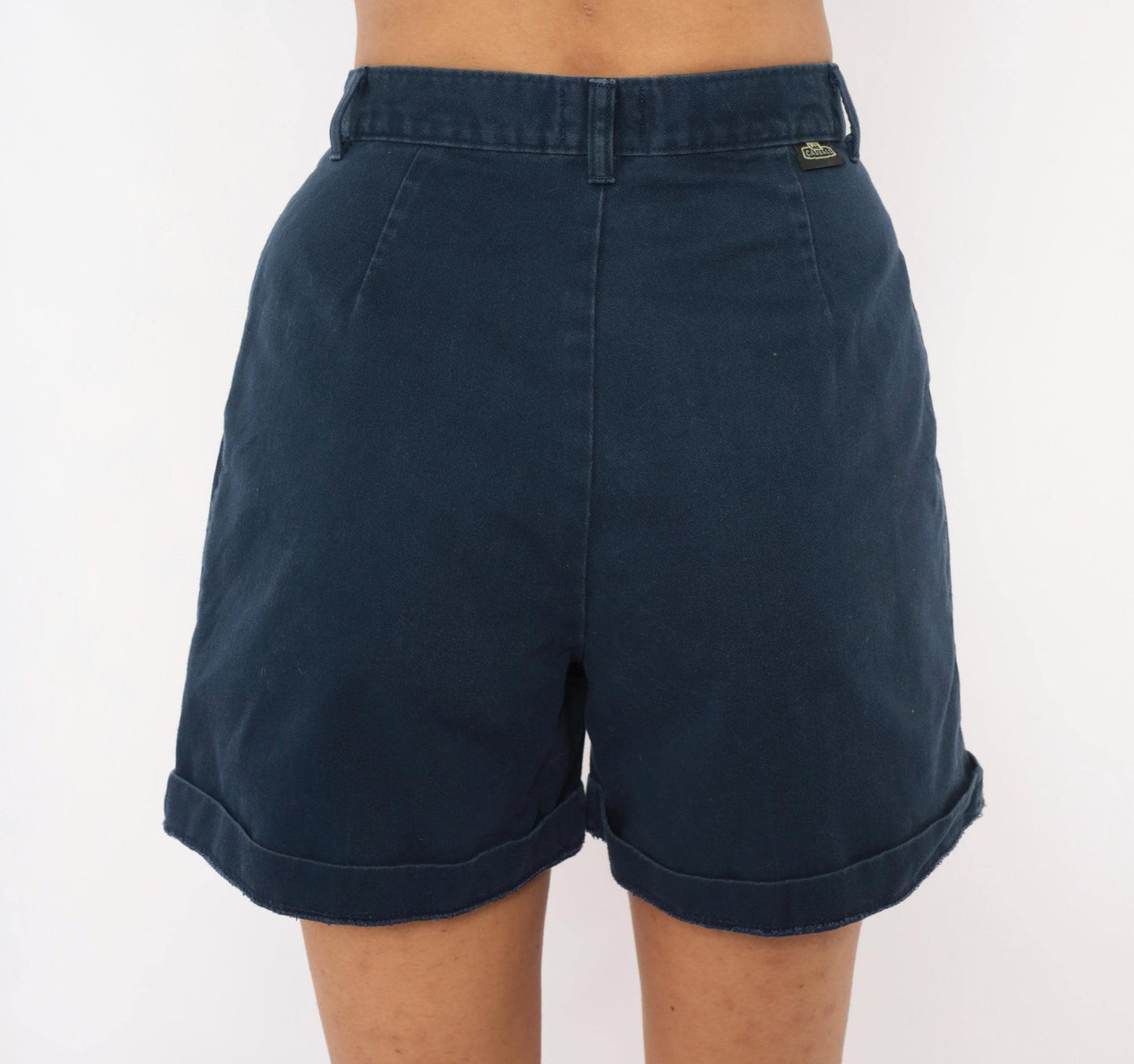 90s Lee Casuals Navy Pleated High-Waisted Shorts Cotton Cuffed Small
