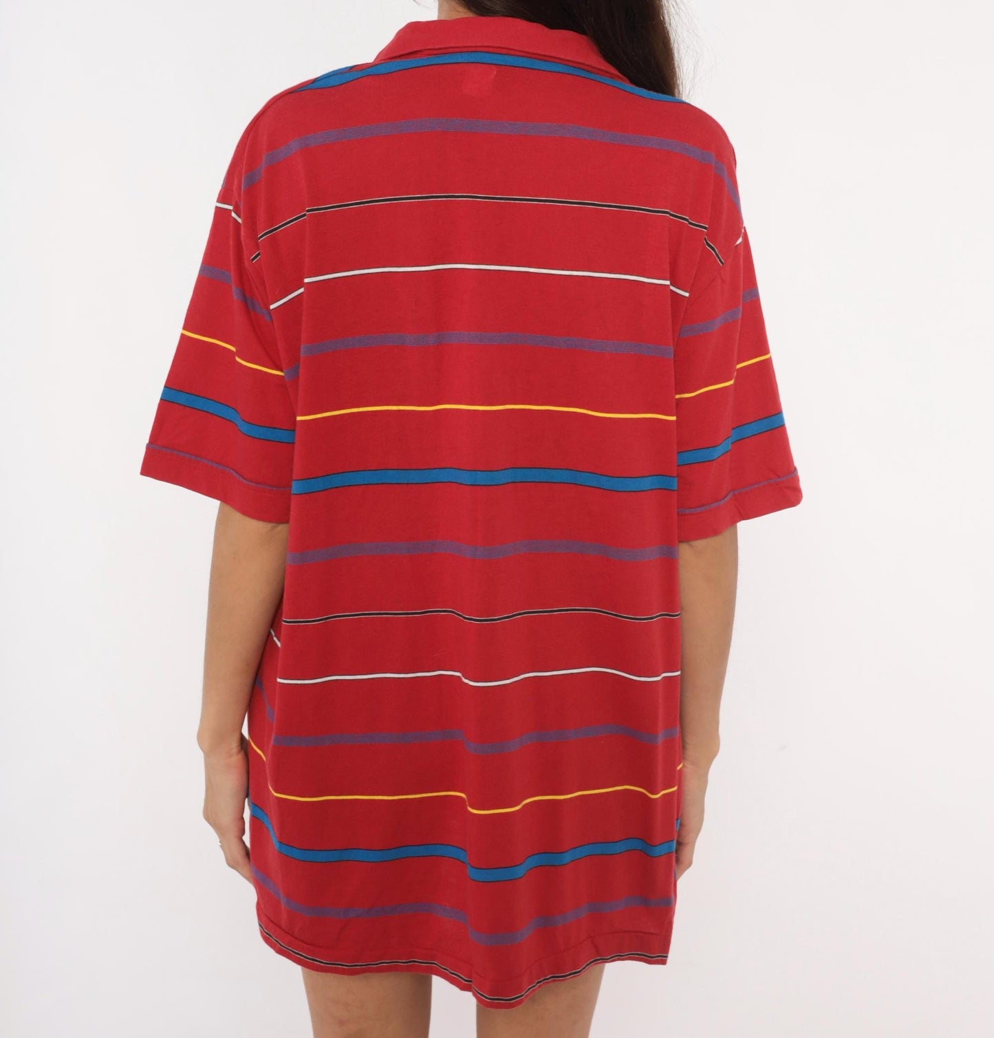 80s Players by Van Heusen Striped Polo Shirt Red Blue Yellow Extra Large XL