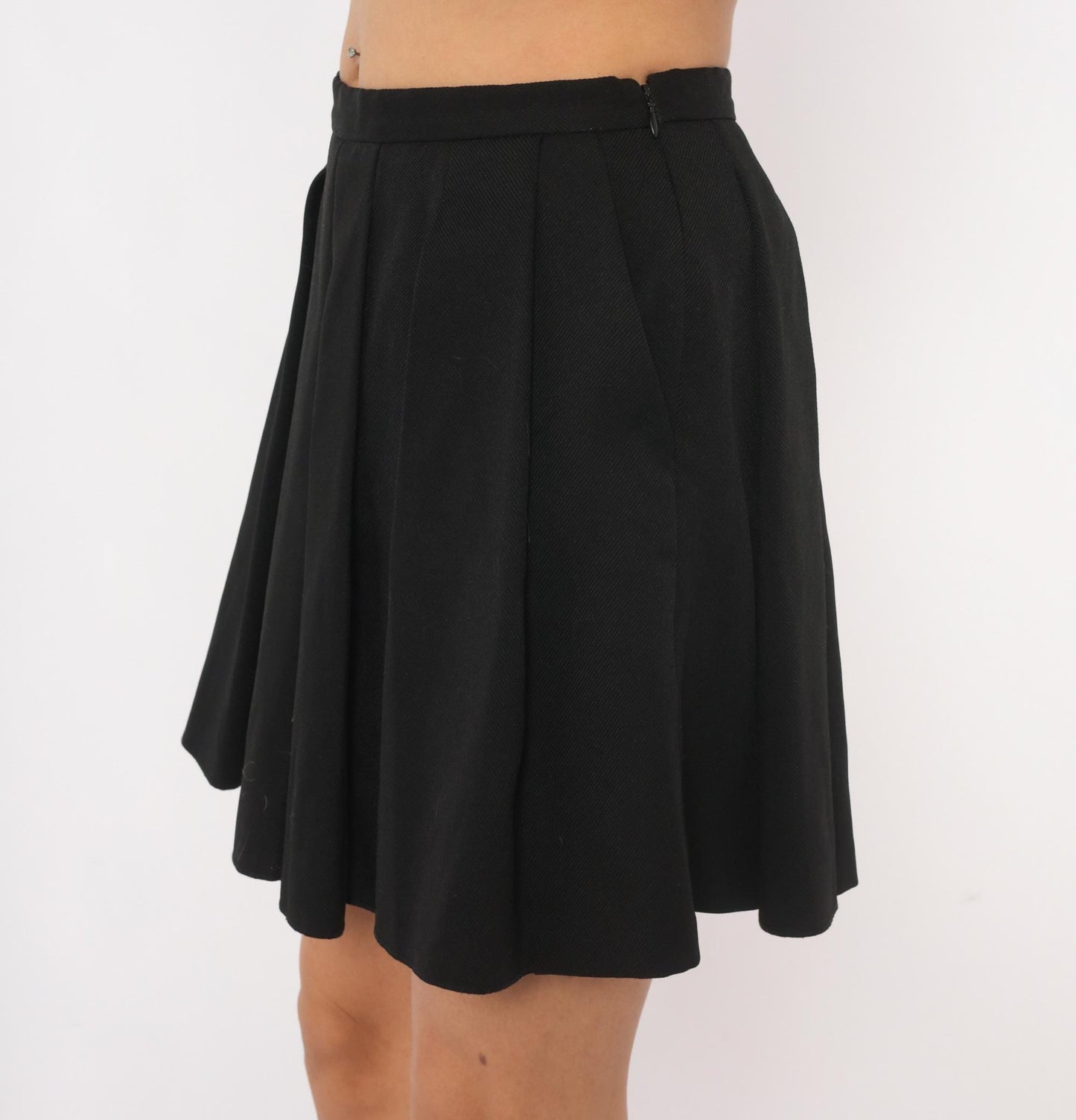 J. Crew 2000s Black Box Pleat Mini Skirt Flared A-Line Preppy Extra Small XS