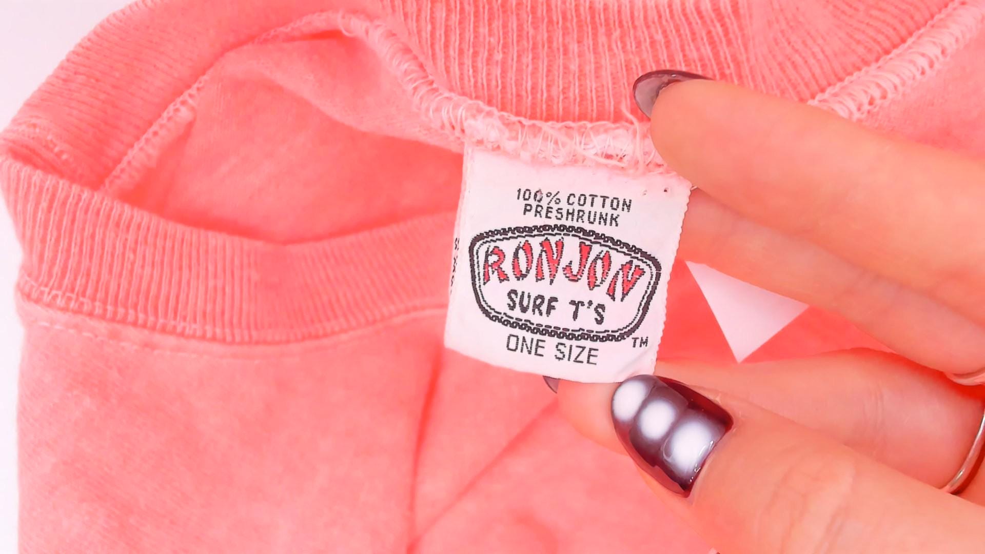 90s Ron Jon Surf Shop Neon Peach Crop Top Cotton Tee One Size