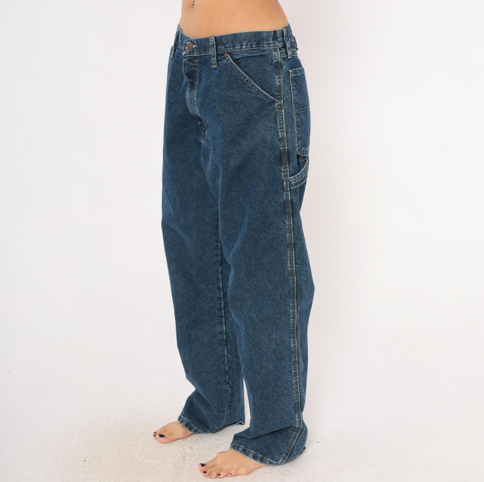 Y2K Wrangler Carpenter Jeans Navy Denim Straight Leg 34x32 Large