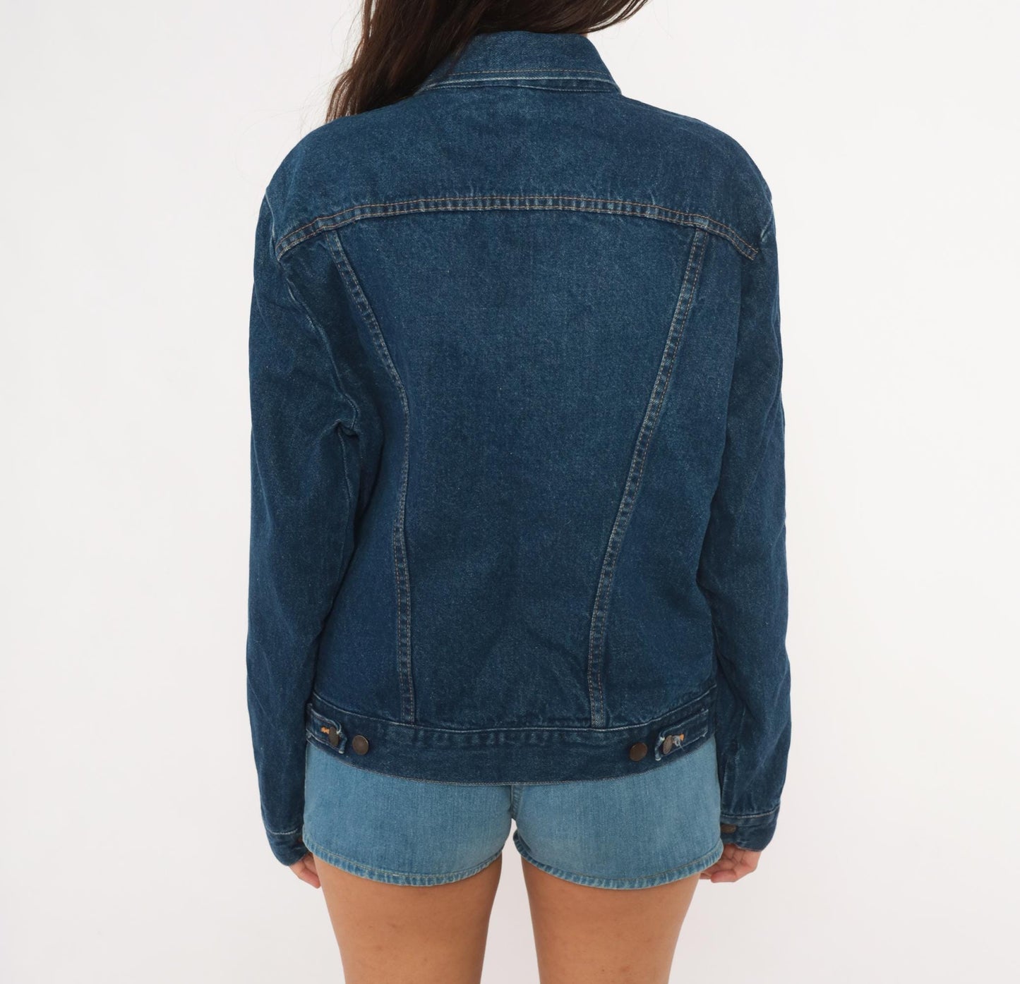 80s Rustler Dark Wash Denim Jacket Cotton Pointed Collar Medium