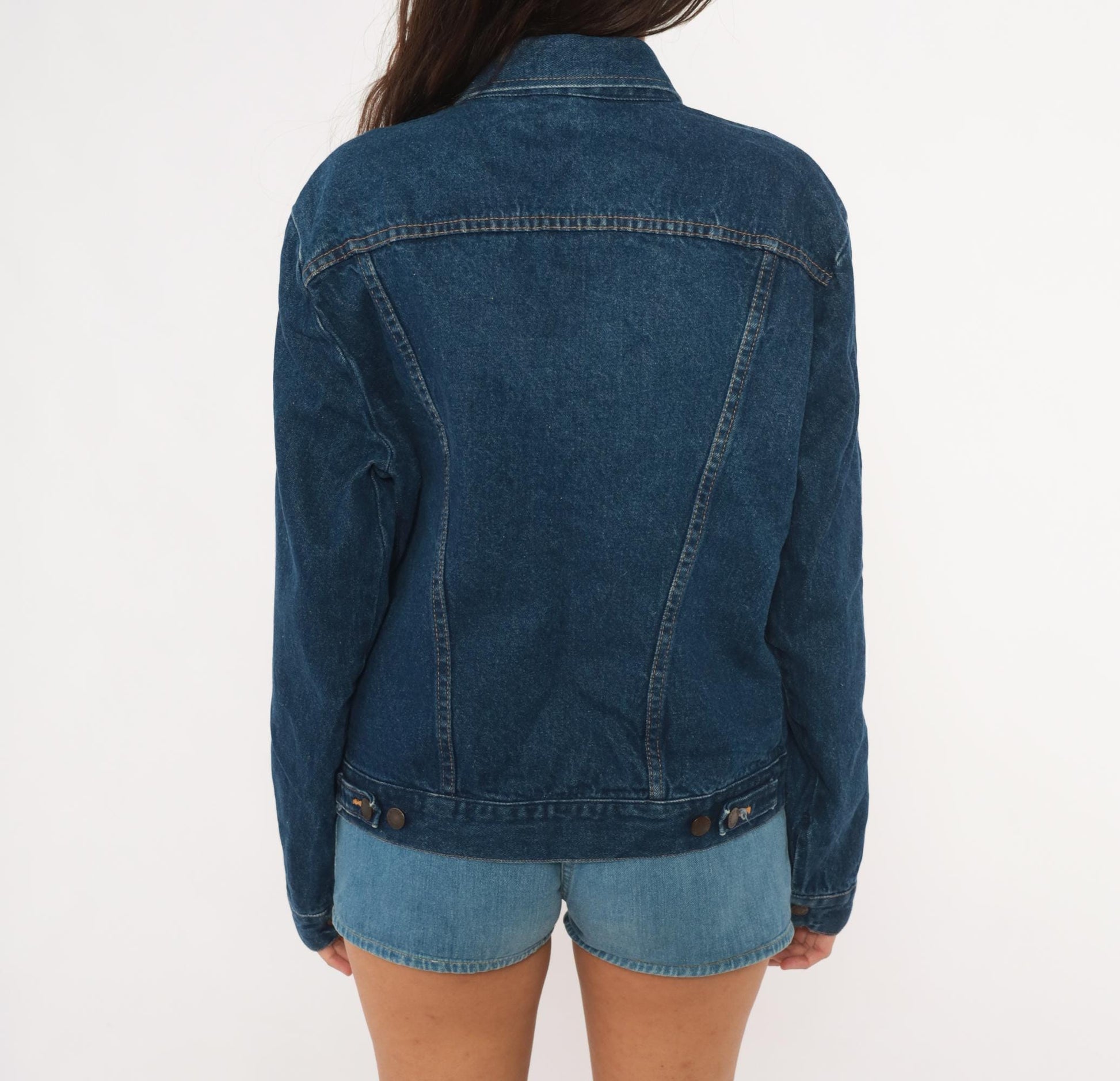 80s Rustler Dark Wash Denim Jacket Cotton Pointed Collar Medium