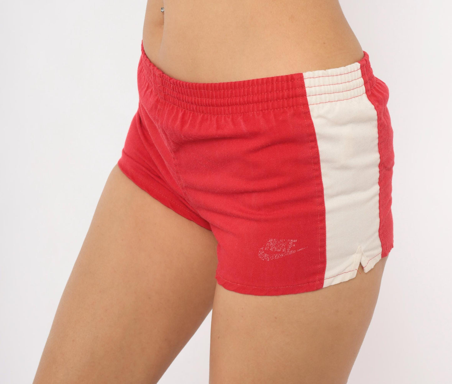80s Nike Running Shorts Red White Stripe Cotton Athletic Extra Small XS