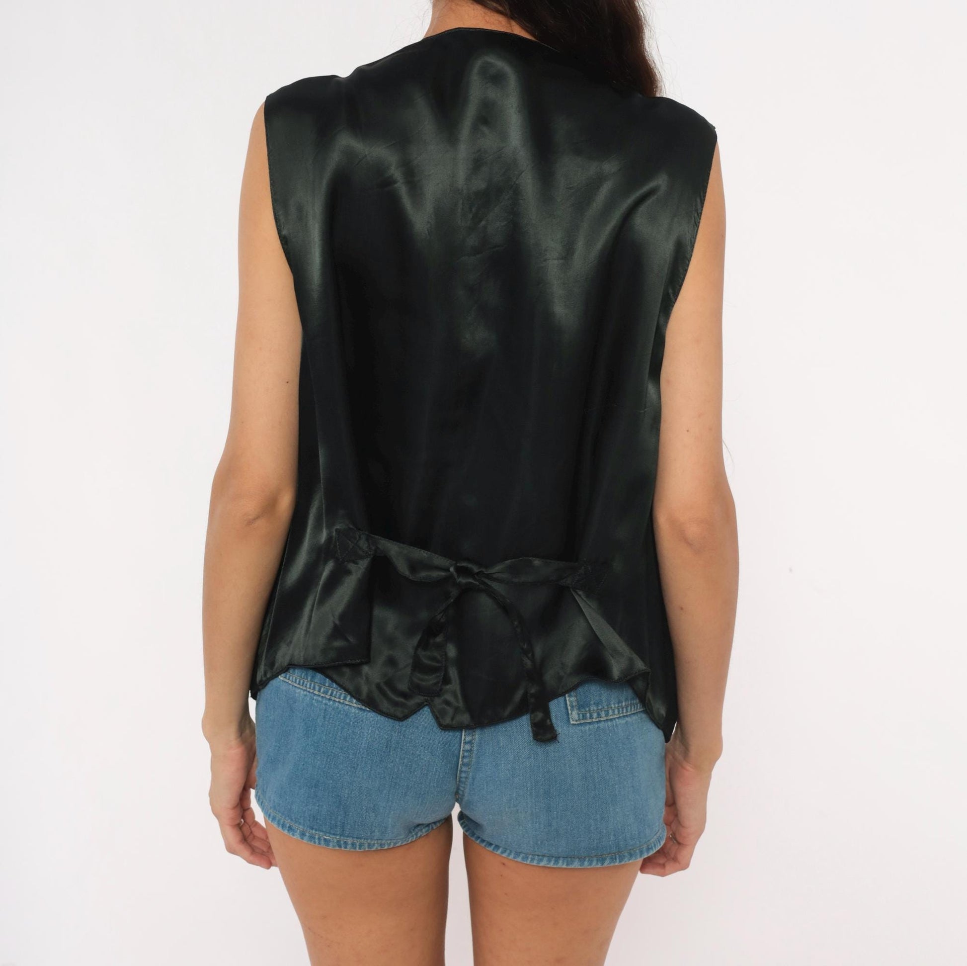 90s Bonjour Black Suede Fringe Vest V-Neck Snap Button Western Extra Large XXL
